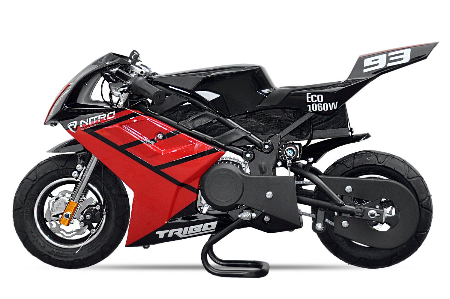 Rot 6" Eco Pocketbike Gang, Kindermotorrad, mini Nitro Kinder Automatikschaltung 1 Dirt-Bike 1060W Tribo Motors Kinderbike