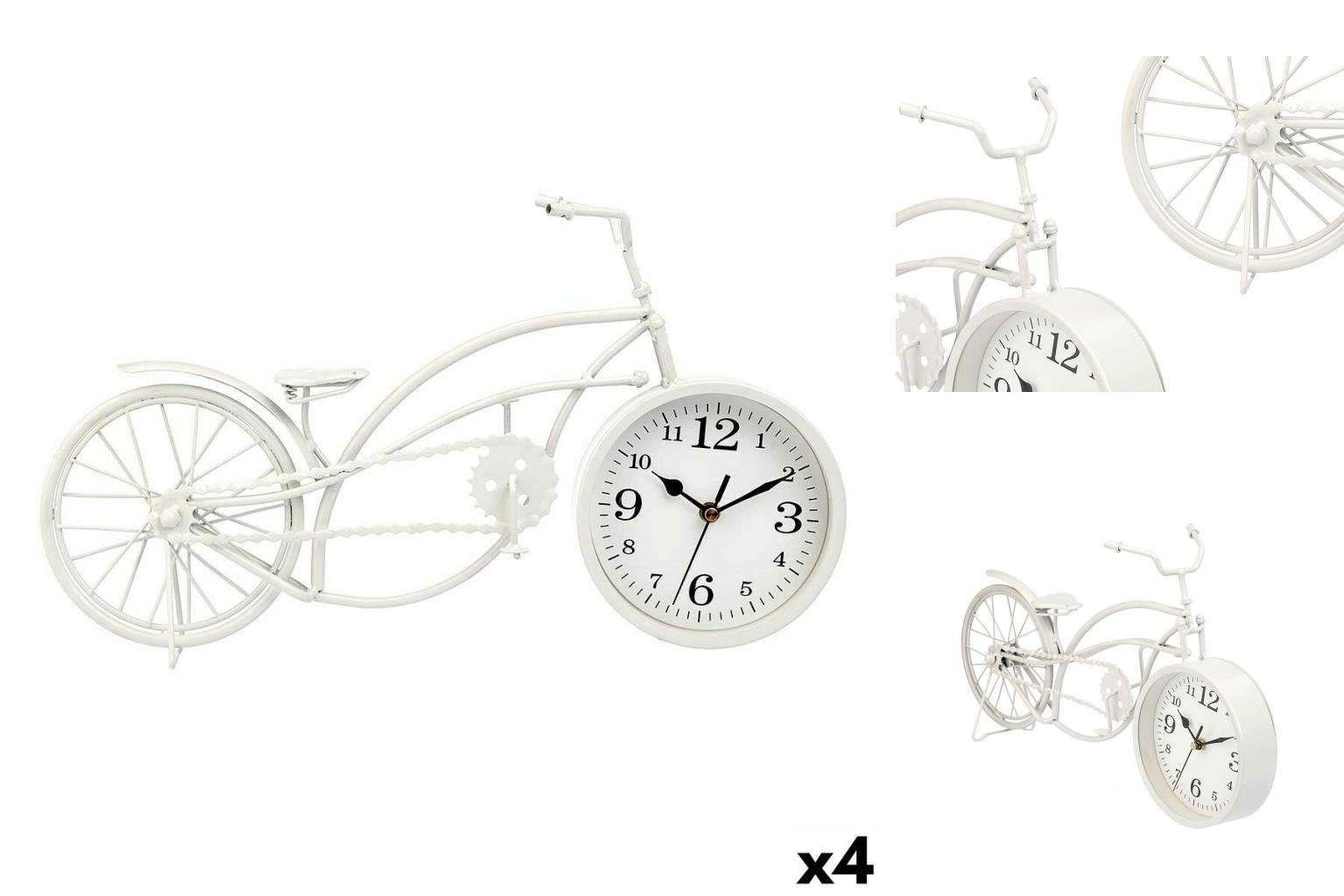 Gift Decor Uhr Tischuhr Fahrrad Weiß Metall 42 x 24 x 10 cm 4 Stück