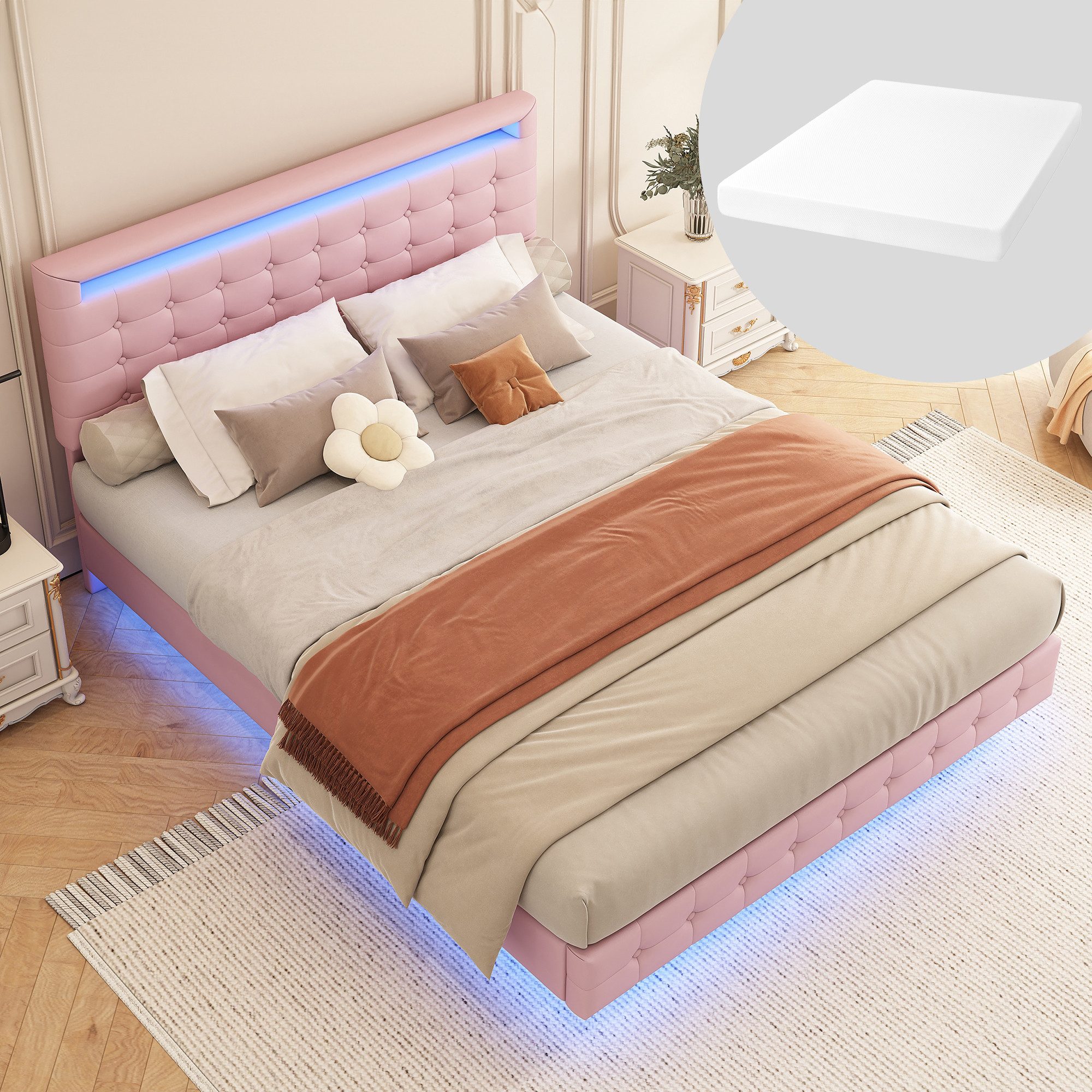 HAUSS SPOLE Polsterbett 140x200cm mit LED-Umgebungslicht, günstig online kaufen