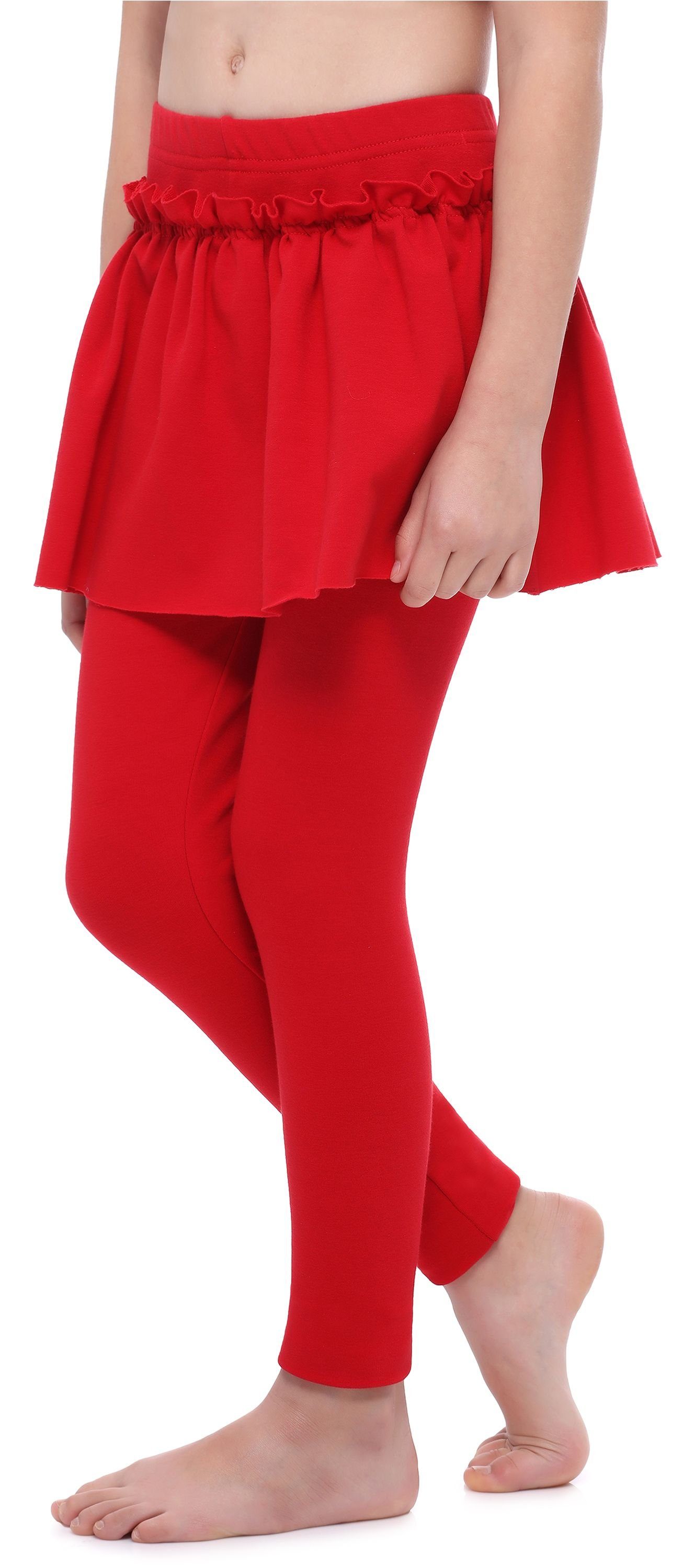 Rot Leggings Style Leggings Merry aus Bund Baumwolle Mädchen mit elastischer Lange Rock MS10-255 (1-tlg)