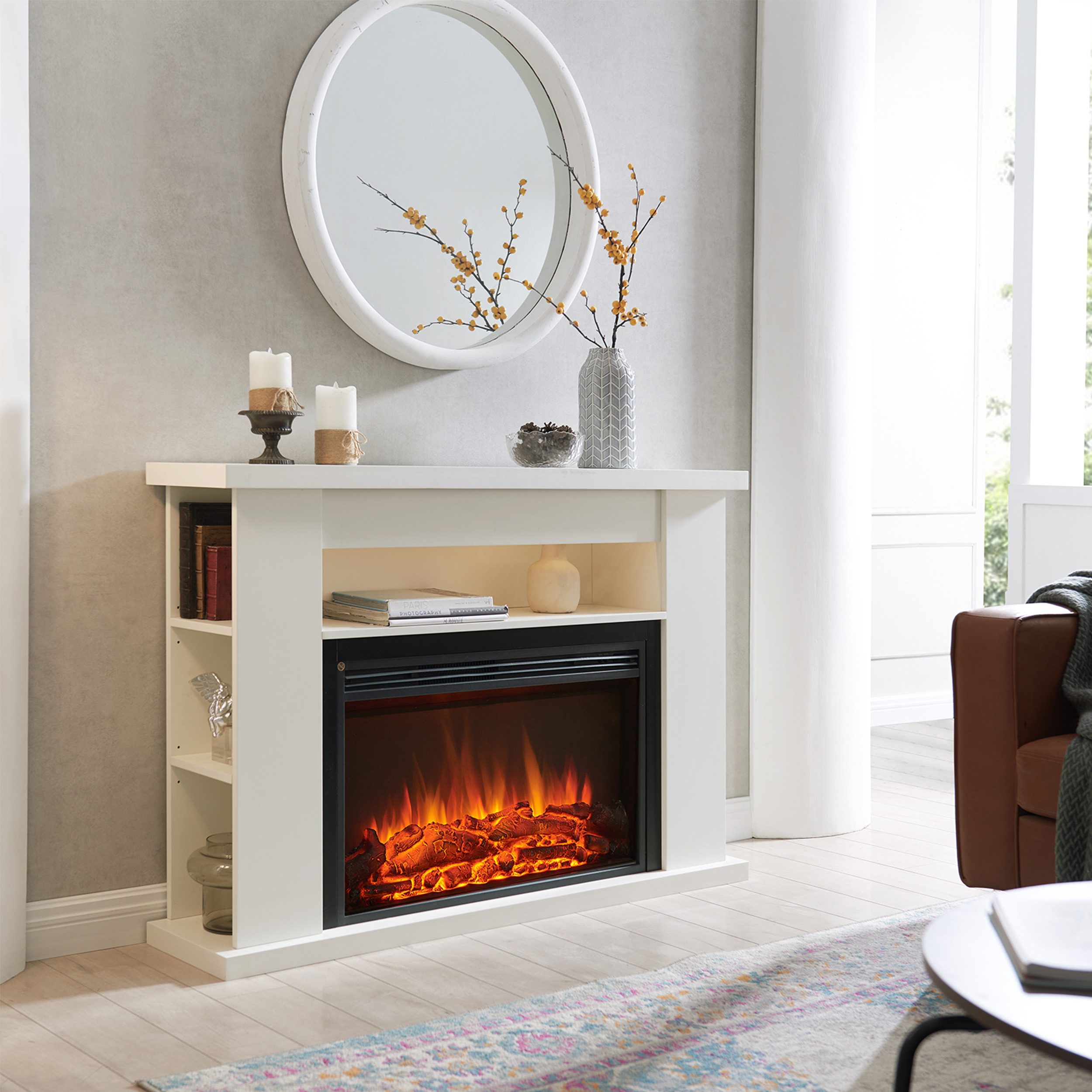 Balderia Elektrokamin Ruby, Standkamin mit 3D Flamme, 1000–2000 W