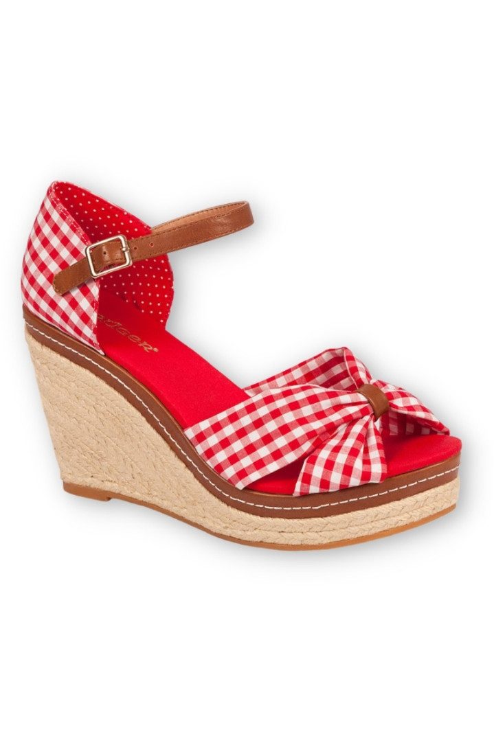 Krüger Madl Keilsandaletten - KARO - rot Pumps