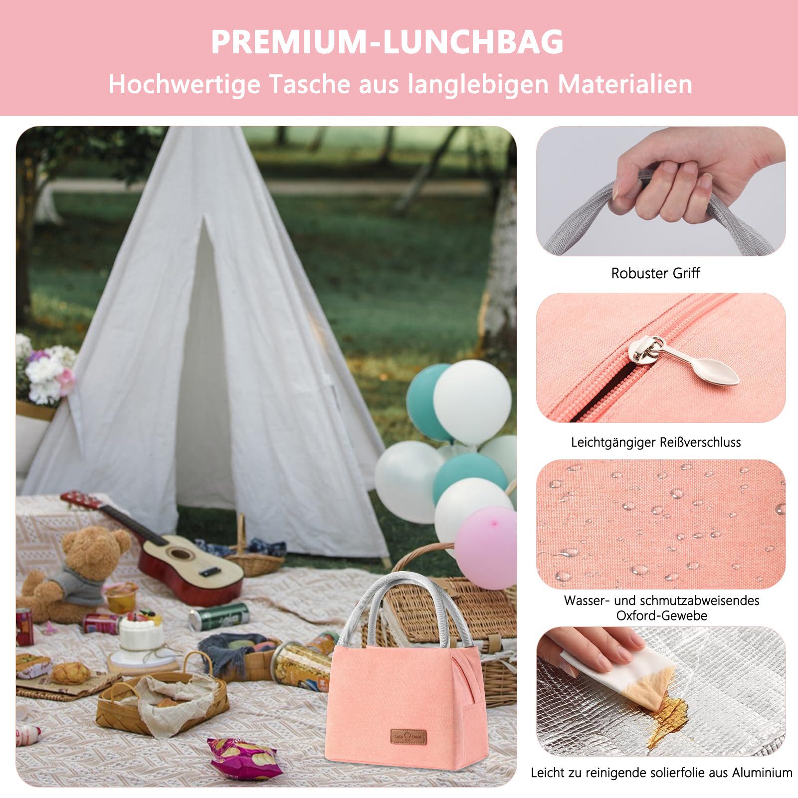Agger Kühltasche Lunchtasche Isolierte Lunchbox Bag, Wasserdicht Vespertasche, Kühltasche Herren Damen,Tragbar wasserdichtes Lunch Tasche