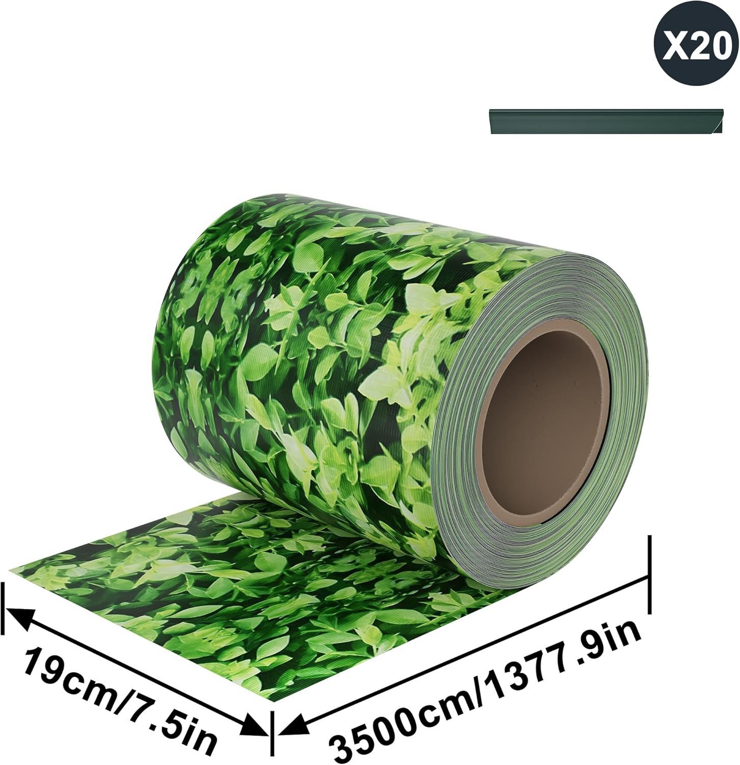 FIVMEN Sichtschutzstreifen PVC Sichtschutz Sichtschutzfolie Doppelstabmatten Zaun, Kleine Blätter, 35m Lang 19 cm Hoch mit Befestigungsclipse Gartenzaun Windschutz