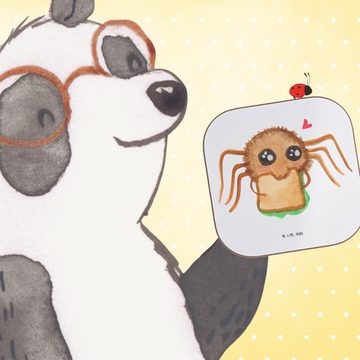 Mr. & Mrs. Panda Getränkeuntersetzer Spinne Agathe Sandwich - Weiß - Geschenk, Verfressen, Mut, Bierdeckel, 1-tlg., Handgezeichnete Motive