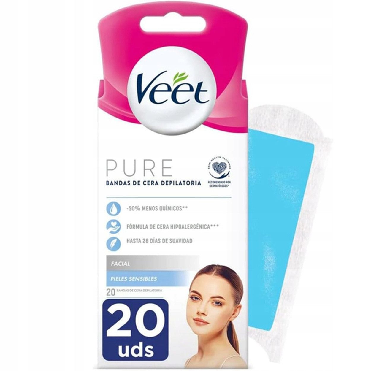 Veet Kaltwachsstreifen VEET Pure Wachsstreifen zur Gesichtsenthaarung 20 Stück, für schnelle und unkomplizierte Haarentfernung zu Hause