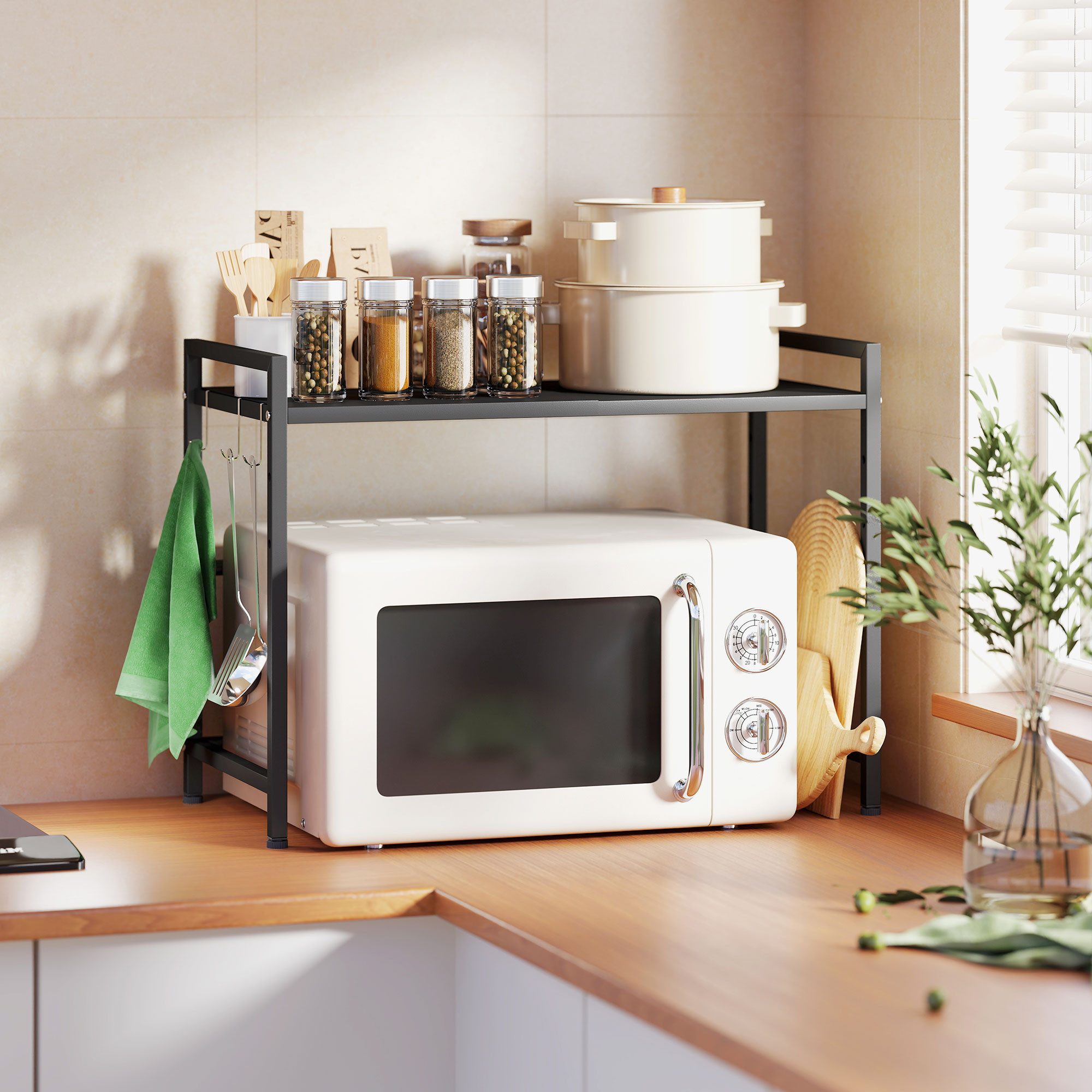 HOMCOM Küchenregal Erweiterbares Mikrowellenregal Mikrowellenständer mit 3 günstig online kaufen