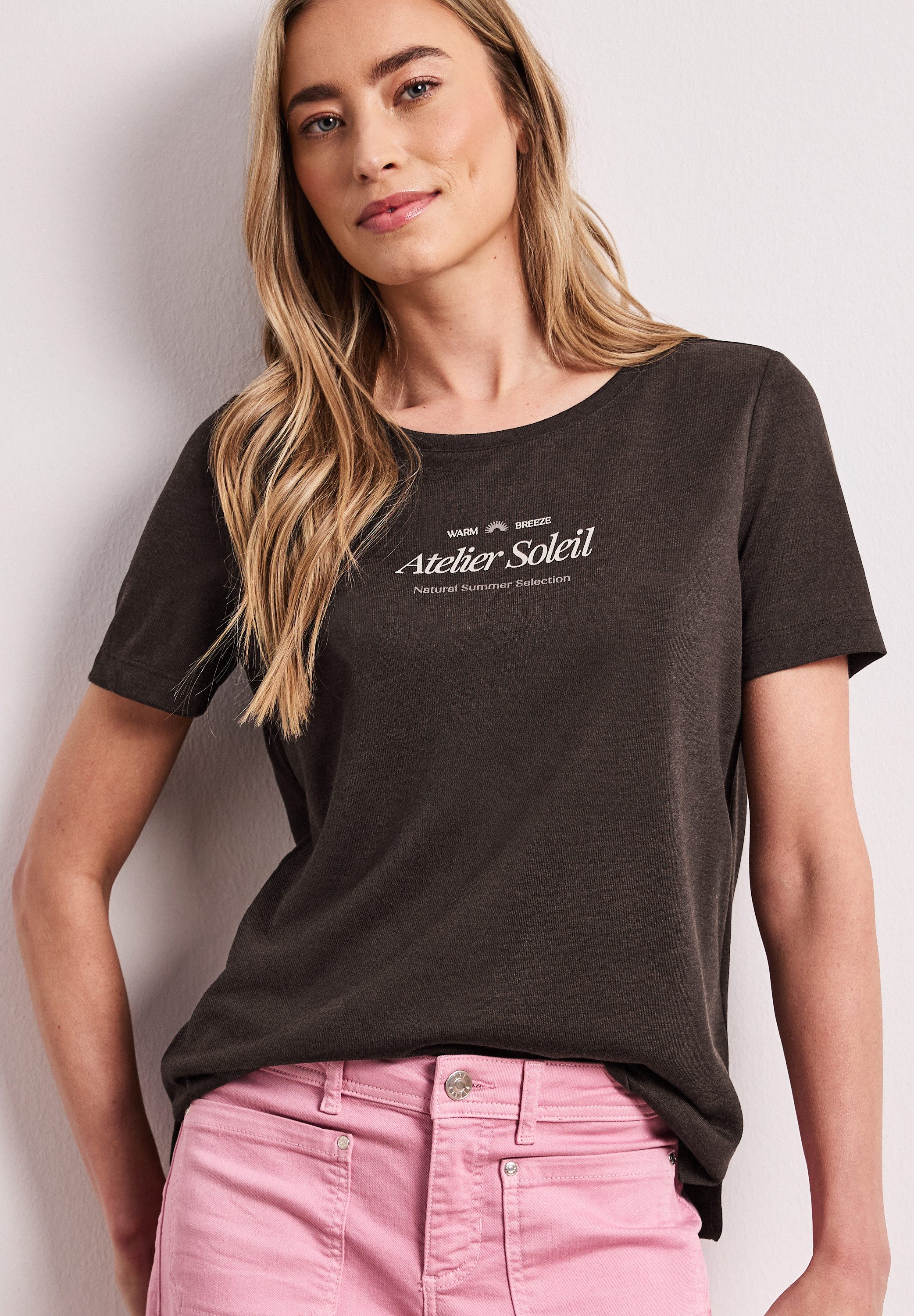 STREET ONE T-Shirt in Leinen-Optik