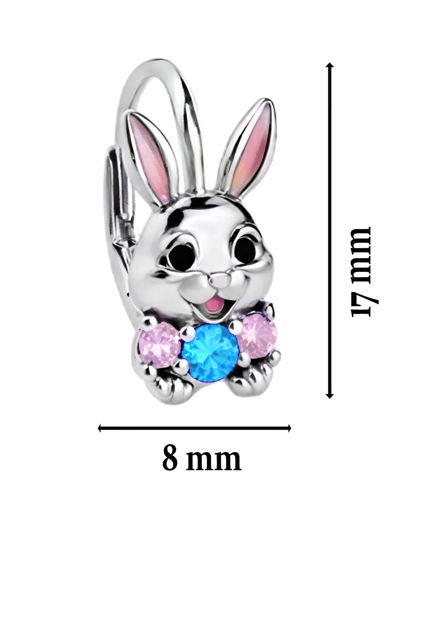 Limana Paar Ohrhänger Creolen echte 925 Silber Ohrringe rosa blau Hase für Mädchen Kinder (Brisur, Kinderschmuck Silberschmuck inkl. Dose), Schmuck Geschenk Einschulung Ostern Weihnachten Geburtstag Nikolaus