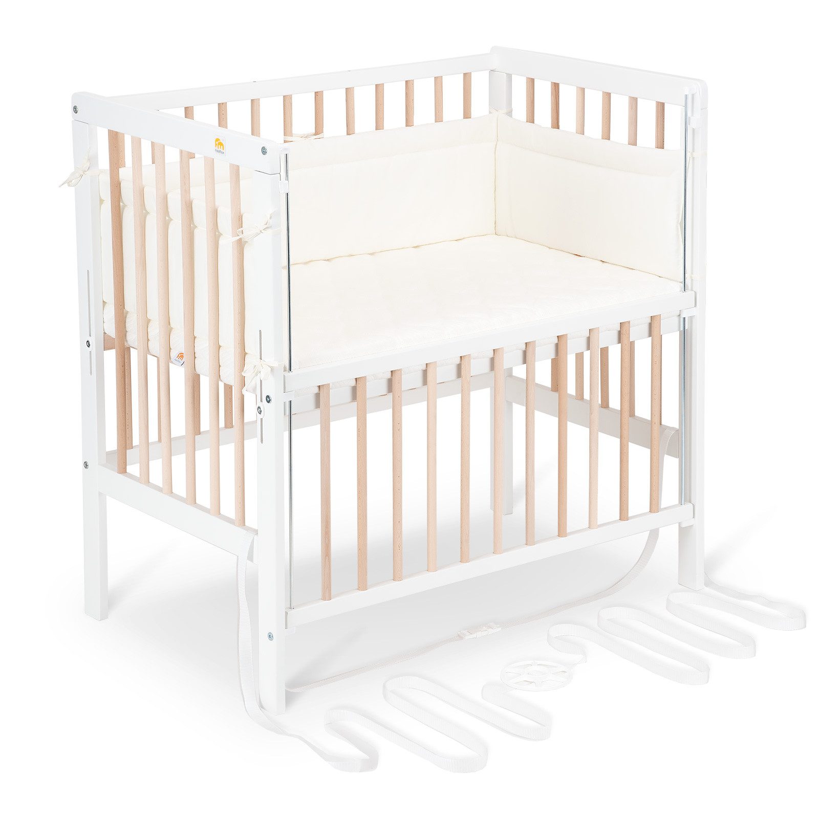 Beistellbett Flex weiß / natur, 90 x 55 cm Liegefläche