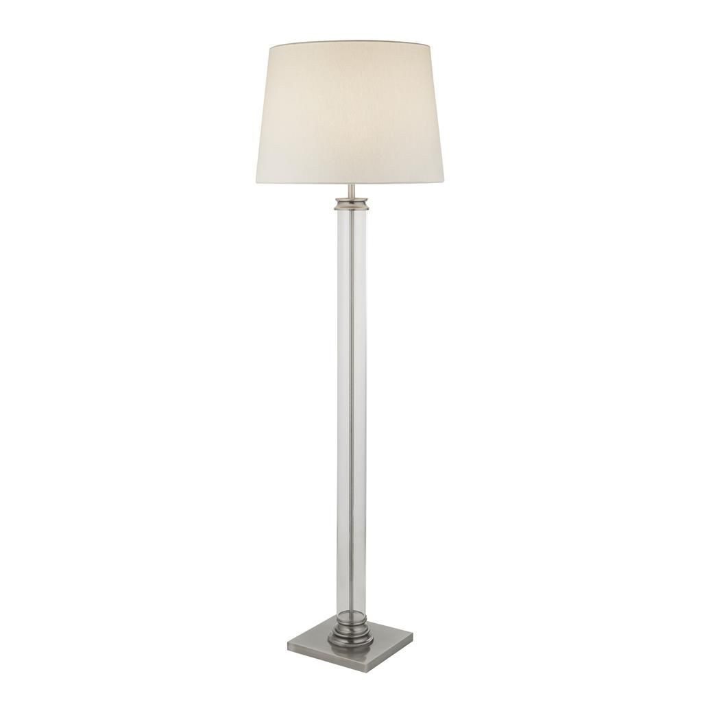 Licht-Erlebnisse Stehlampe ROMAN, ohne Leuchtmittel, in Silber matt Creme E27 156 cm Stoff Metall Jugendstil Wohnzimmer