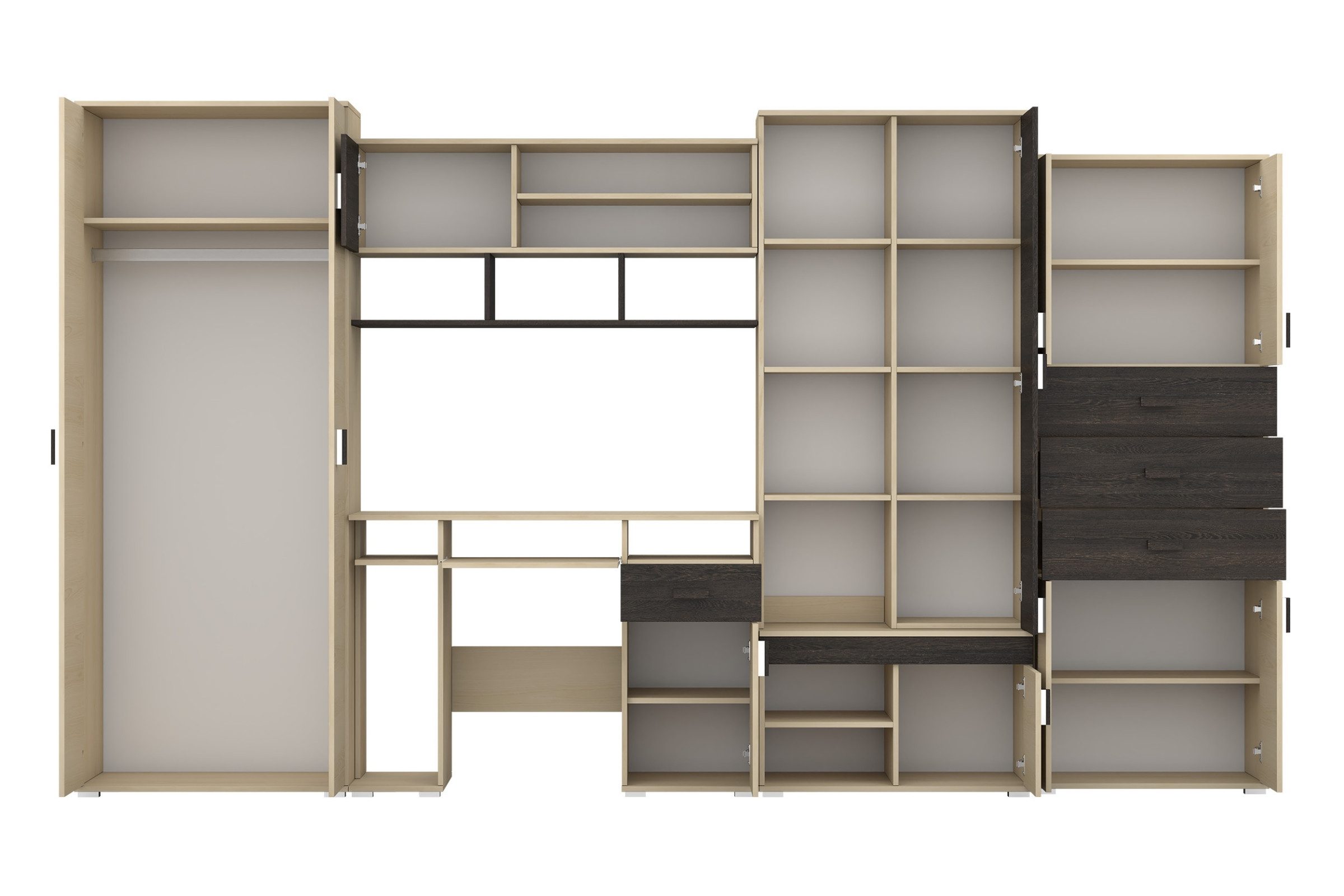 Deine Möbel 24 Jugendzimmer-Set NICO Wohnwand 350 cm mit Schreibtisch – Große Jugendzimmer, (Set, 1-tlg., Wohnwand Jugendzimmer in Esche / Eiche Canterbury Opti – Bild 5 von 5