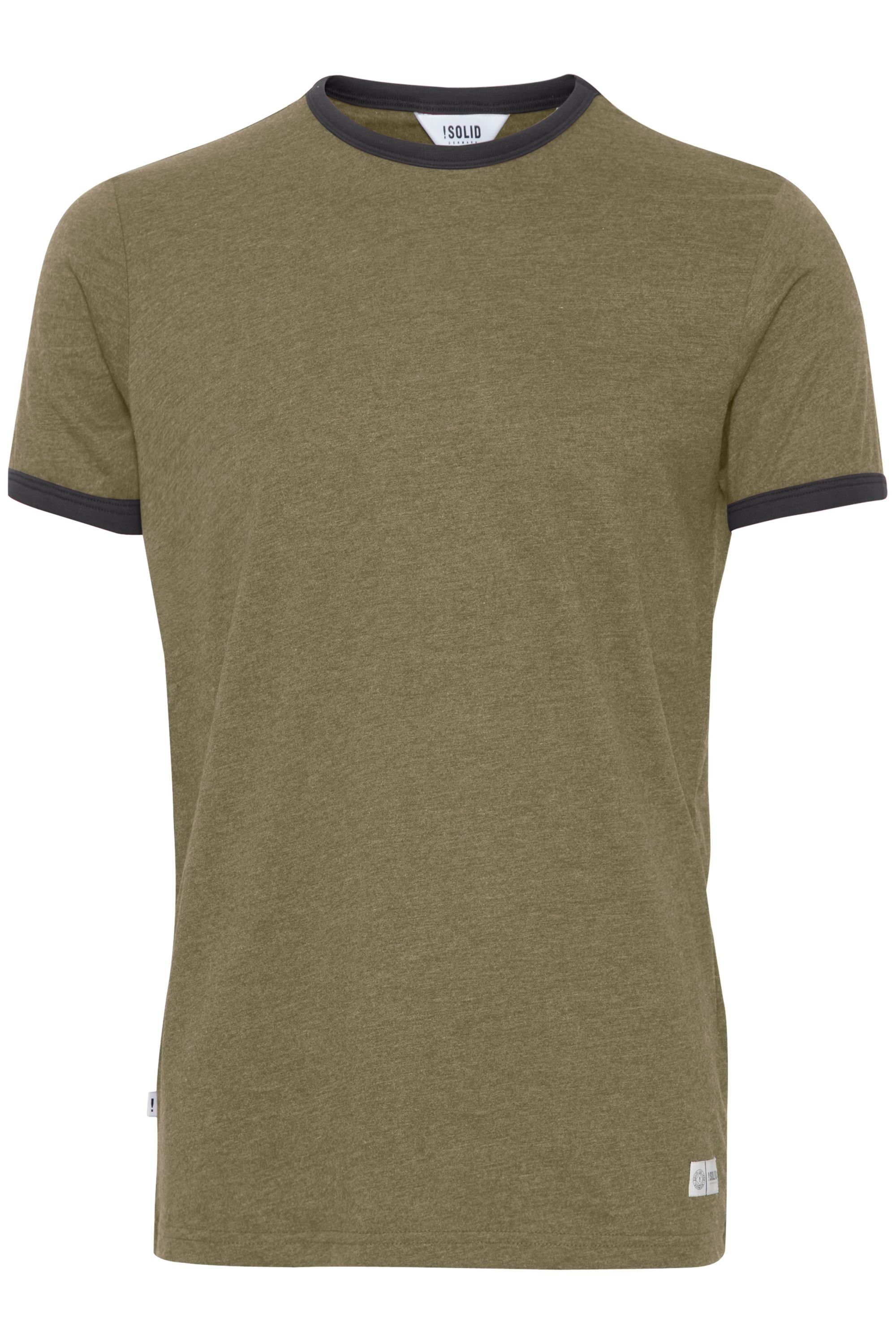 !Solid Rundhalsshirt SDManoldo T-Shirt mit farblich abgesetztem Kragen und Ärmelsaum Ivy Green Melange (8797)