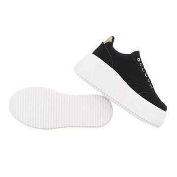 Ital-Design Damen Low-Top Freizeit Sneaker (85960058) Keilabsatz/Wedge Sneakers Low in Schwarz
