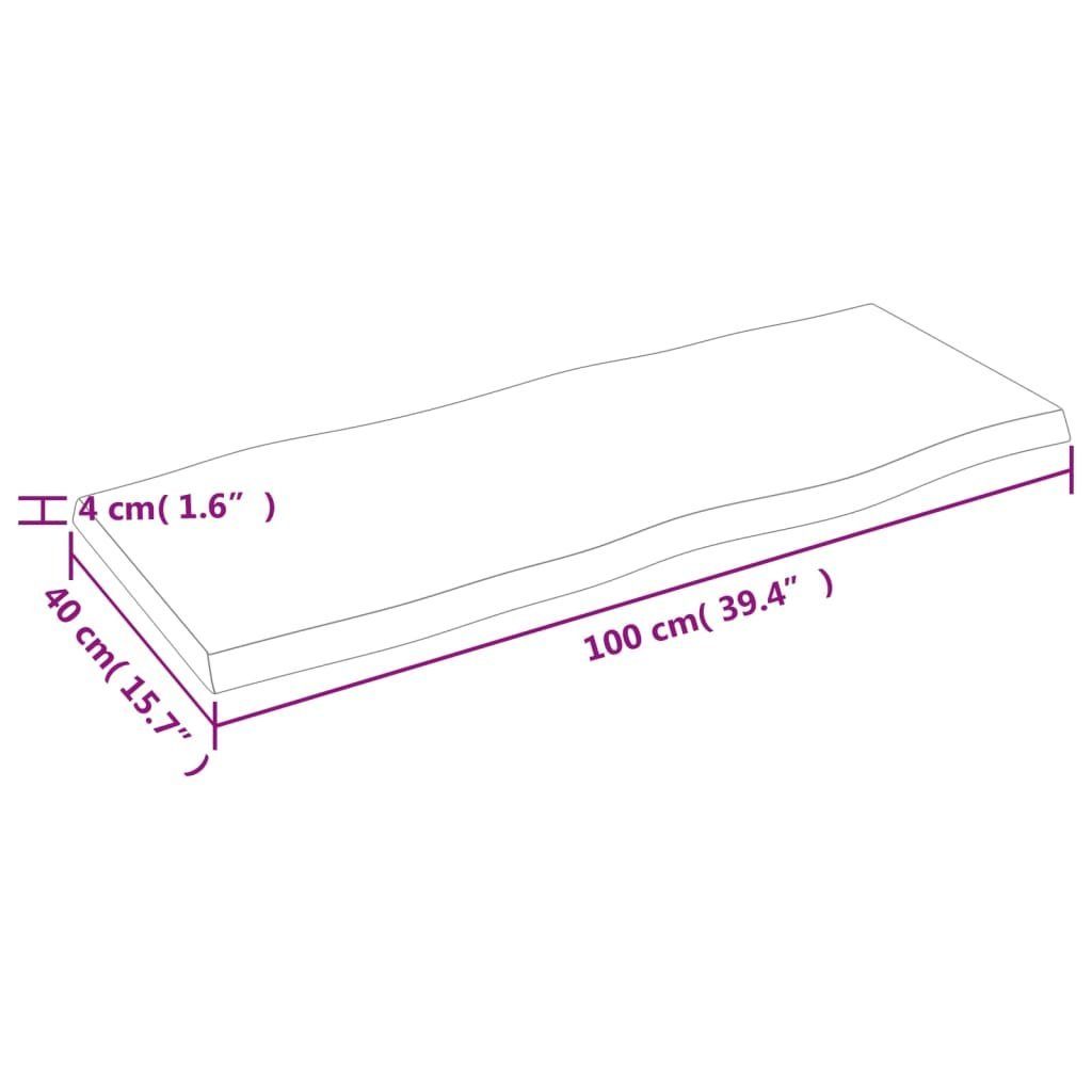 Massivholz Baumkante Behandelt 100x40x(2-4) St) furnicato cm (1 Tischplatte