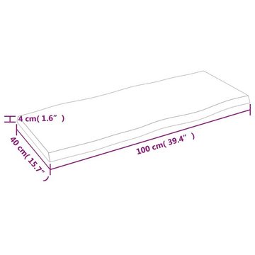 furnicato Tischplatte 100x40x(2-4) cm Massivholz Unbehandelt Baumkante (1 St)