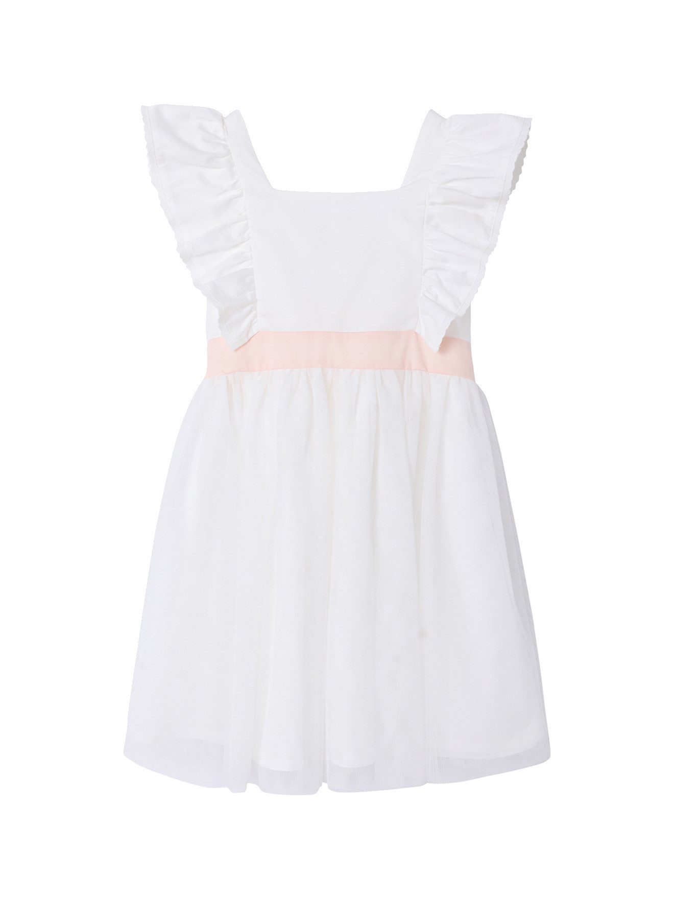 vertbaudet Minikleid Festliches Mädchen Volantkleid, Musselin & Tüll