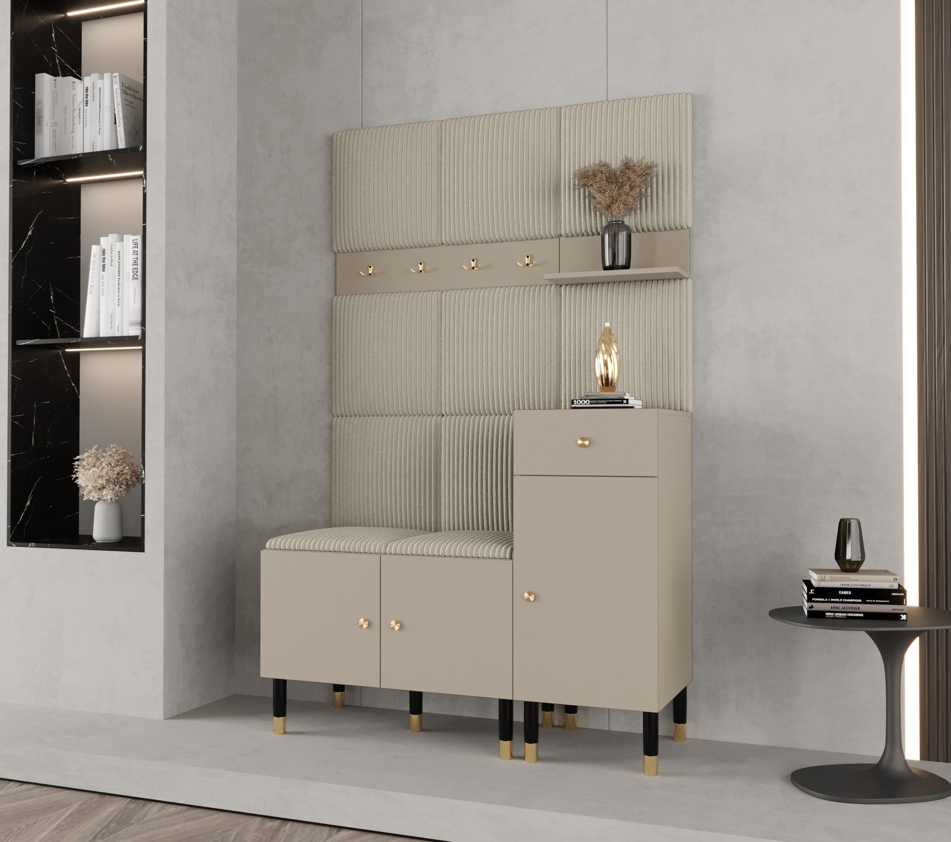 ABIKS MÖBEL Kompaktgarderobe PALERMO Set 5 Garderobe mit gepolsterten Panee günstig online kaufen