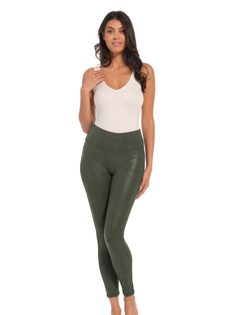 MAGIC Bodyfashion Leggings Leather Look Legging hoch tailliertes Design, ke günstig online kaufen