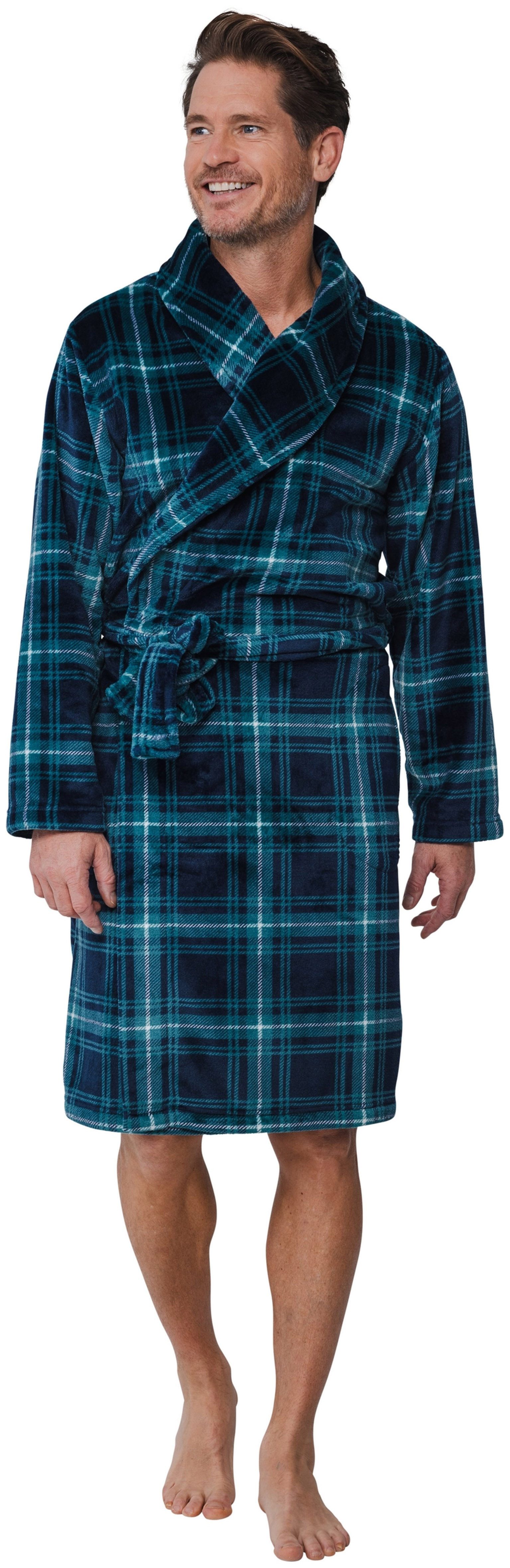 Pastunette Herrenbademantel Herren Fleece, midi, Polyester, Schalkragen, Gürtel, kuschelige Qualität