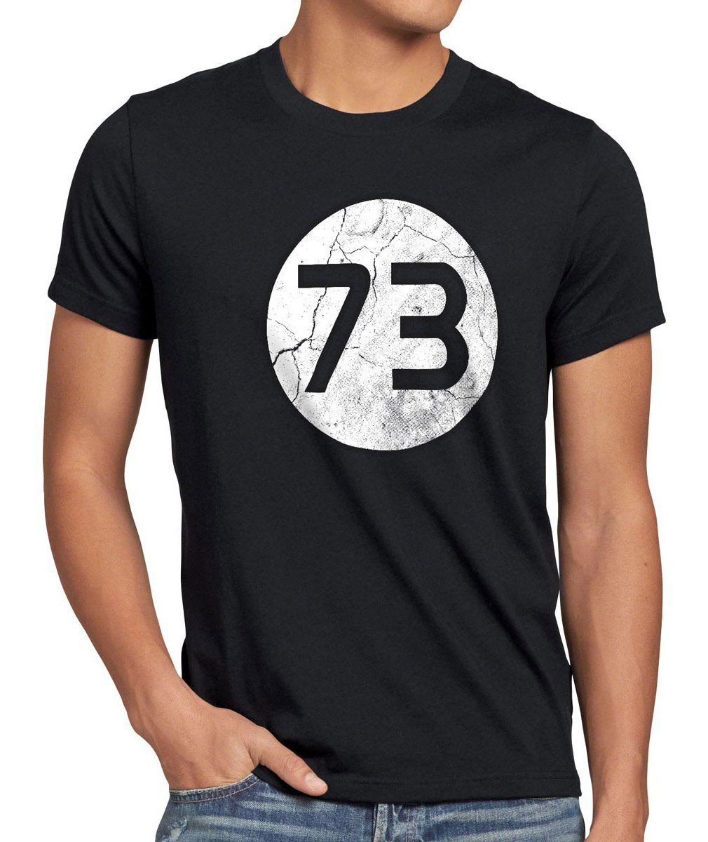 style3 Print-Shirt Herren T-Shirt 73 Sheldon Lieblingszahl big bang cooper leonard zahl theory tbbt schwarz