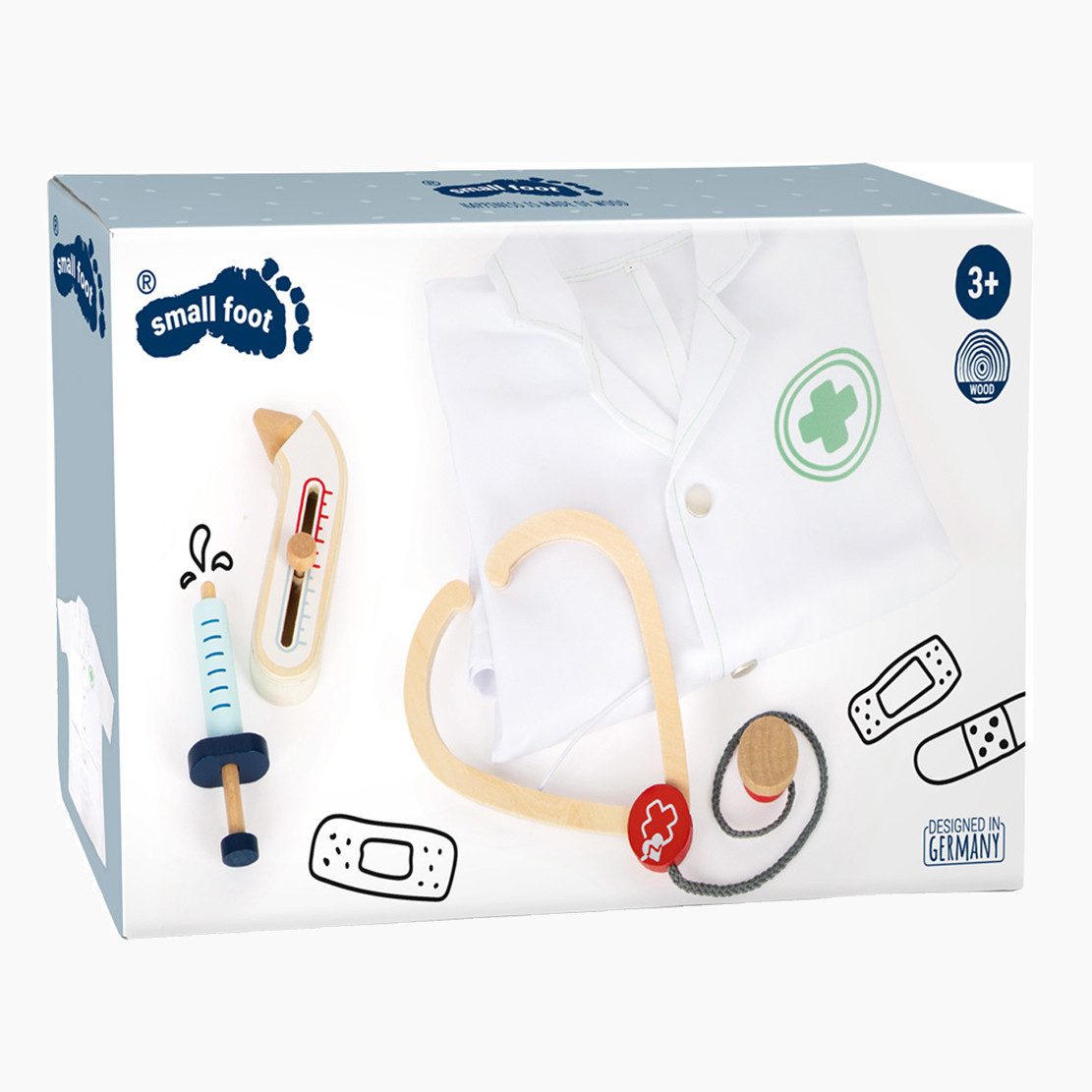 Small Foot Arzt-Kostüm Arztkittel Spielset, Set enthält alles, was Mediziner für ihre Untersuchungen benötigen