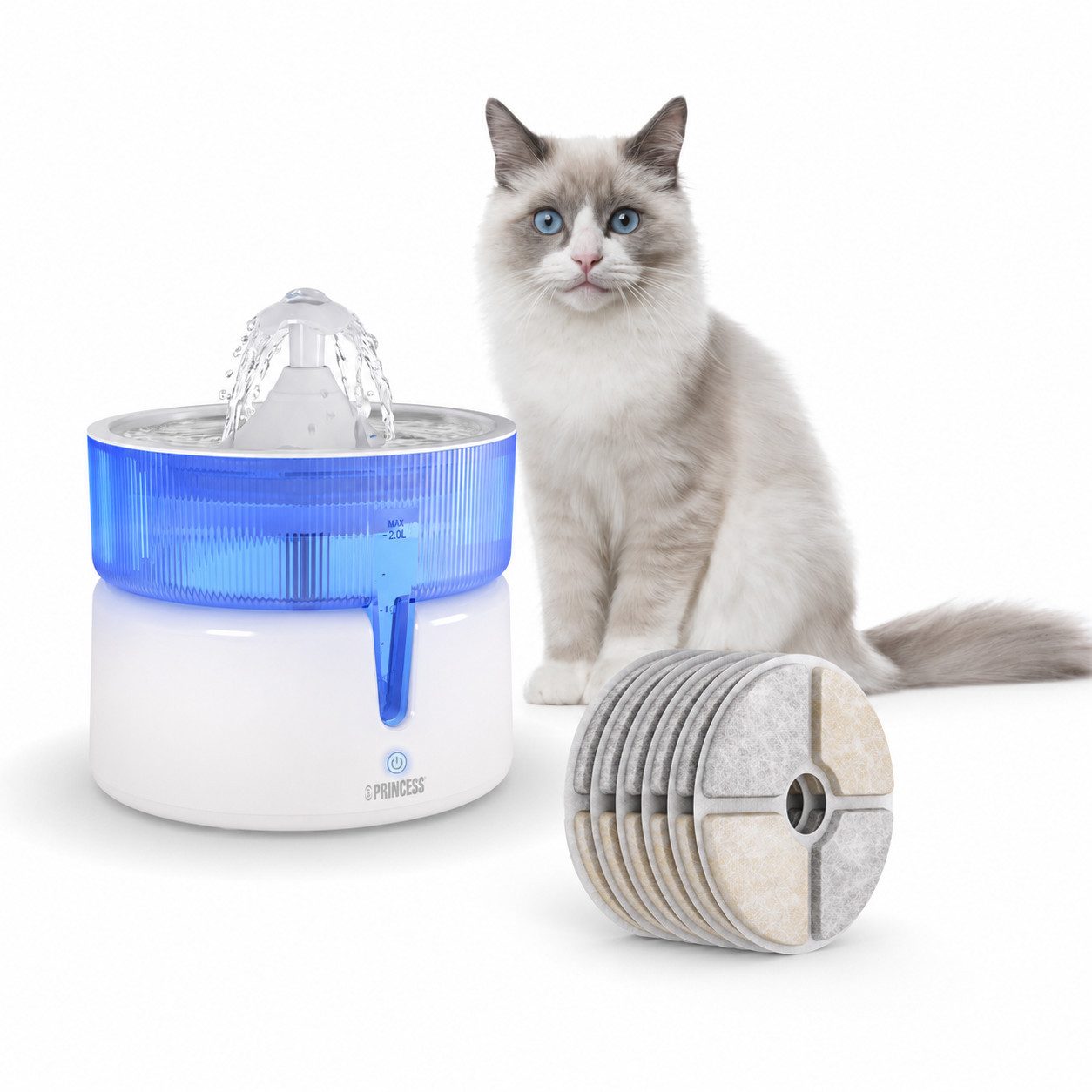 PRINCESS Trinkbrunnen 01.620010.01.001 2 l, Filtersystem – Leiser Betrieb