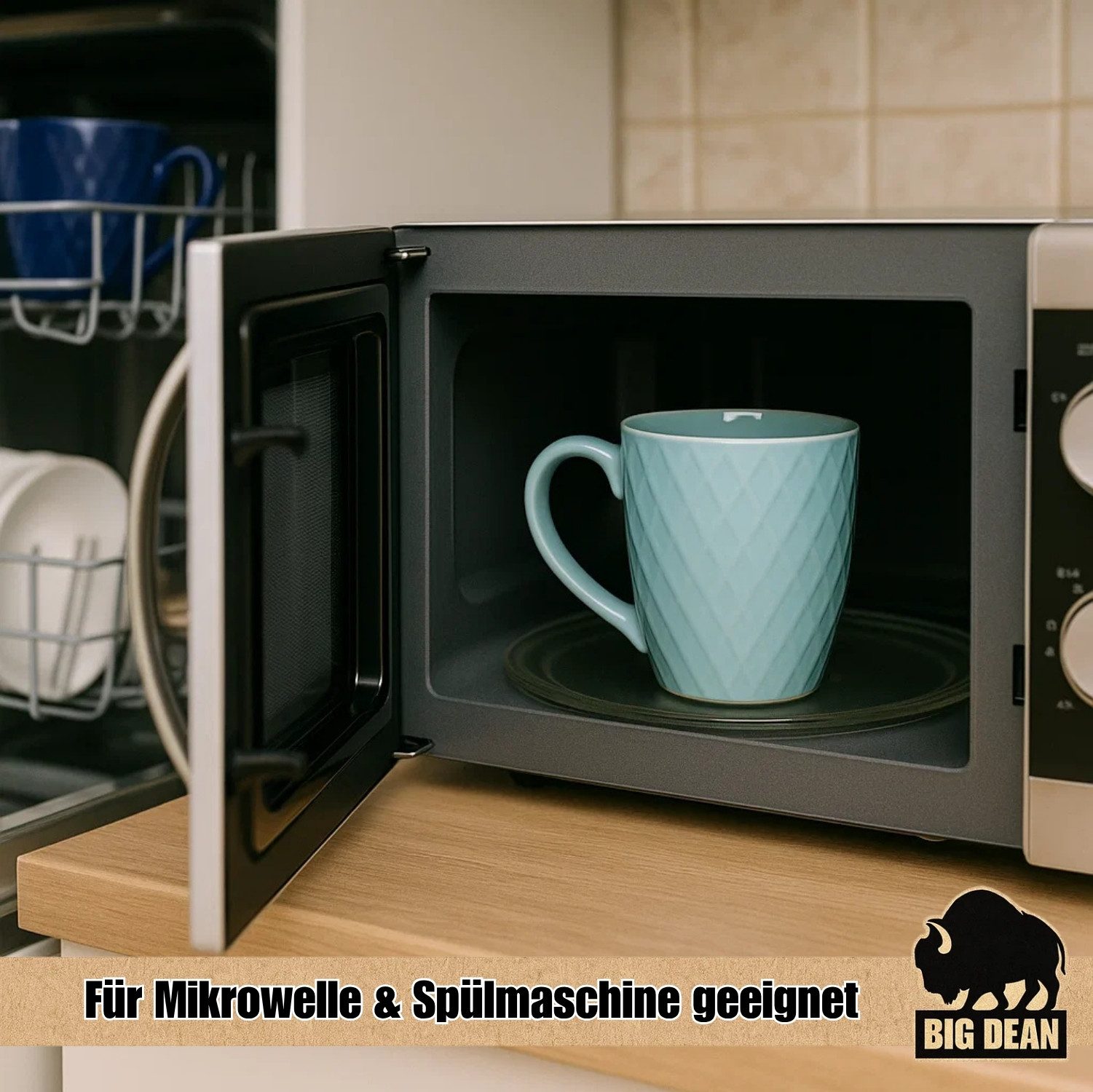 BigDean Tasse 6 Stück Kaffeetassen 400ml matt Kaffeebecher Keramik - Hochwertig, 1-tlg., Keramik, Mehrfarbiges Tassenset aus Hochwertiger Keramik – Bild 5 von 5
