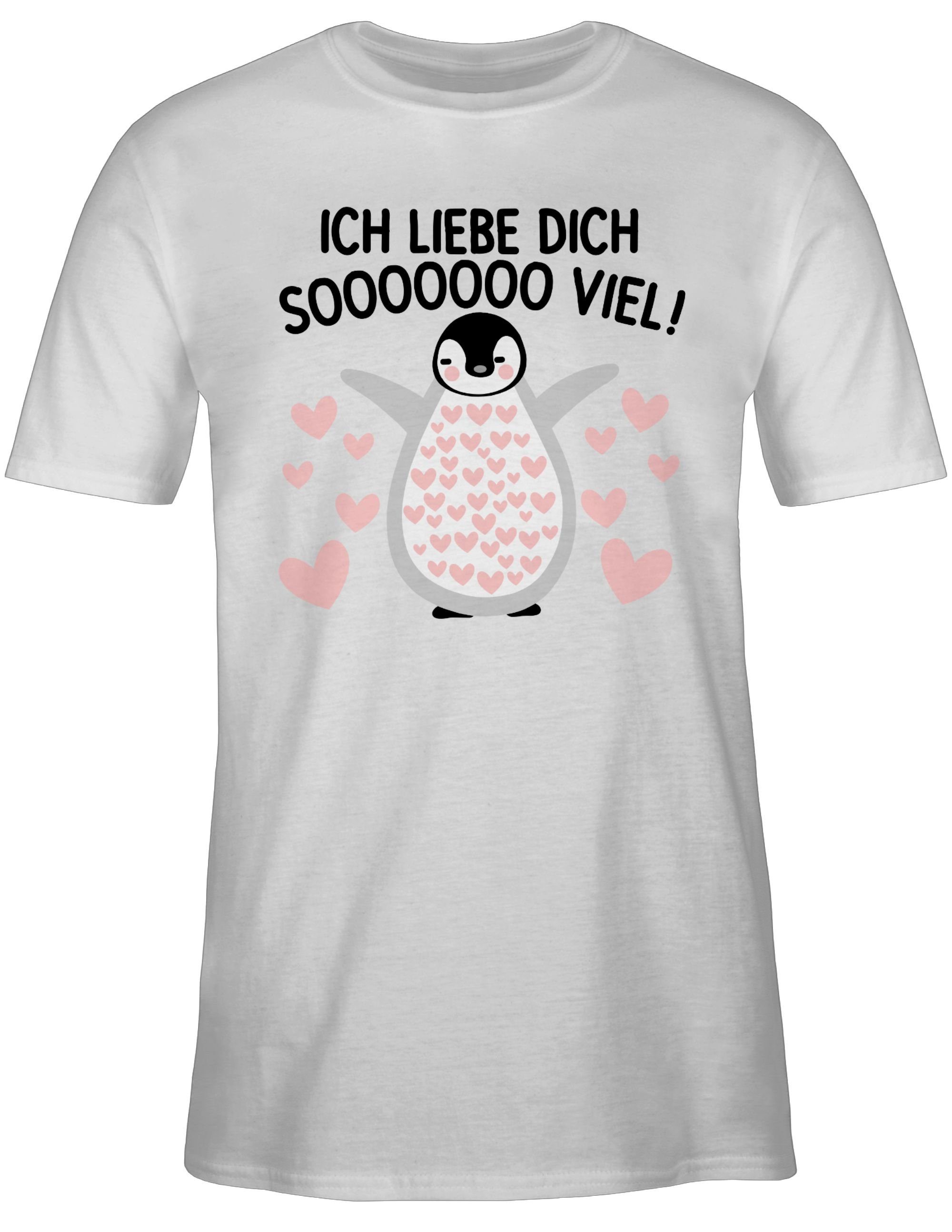 Shirtracer T-Shirt Ich liebe dich SOOOO viel Pinguin - Valentinstag so viel liebe Geschen Valentinstag Partner Liebe 3 Weiß