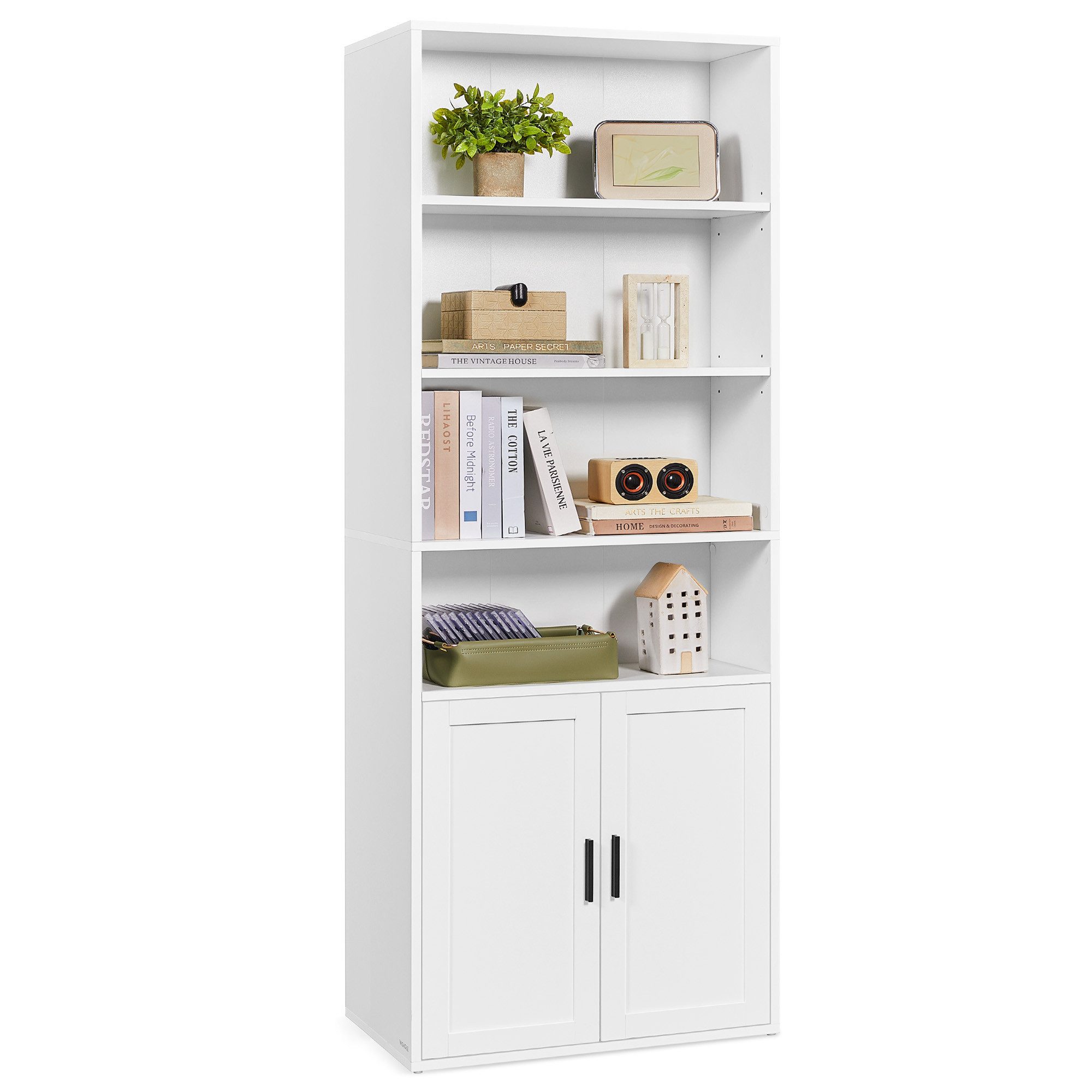 VASAGLE Bücherregal, 6-stöckiges hohes Regal, Standregal mit Tür und offene günstig online kaufen