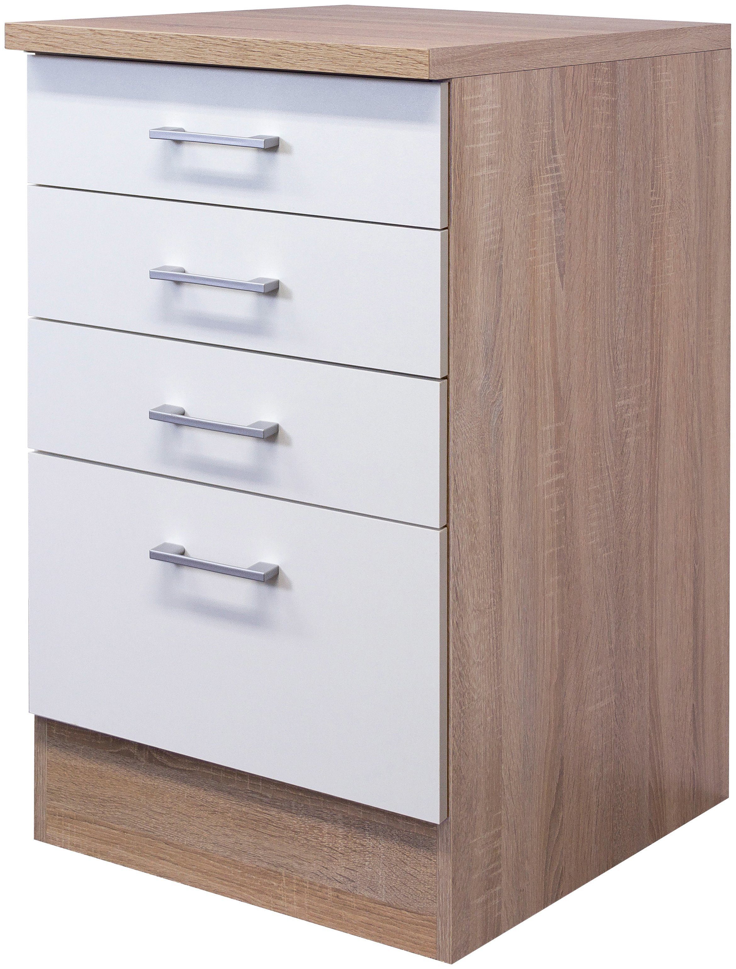 (B x x praktischen 50 x Schubkästen Unterschrank mit Flex-Well Samoa x 60 T) 85 cm, H