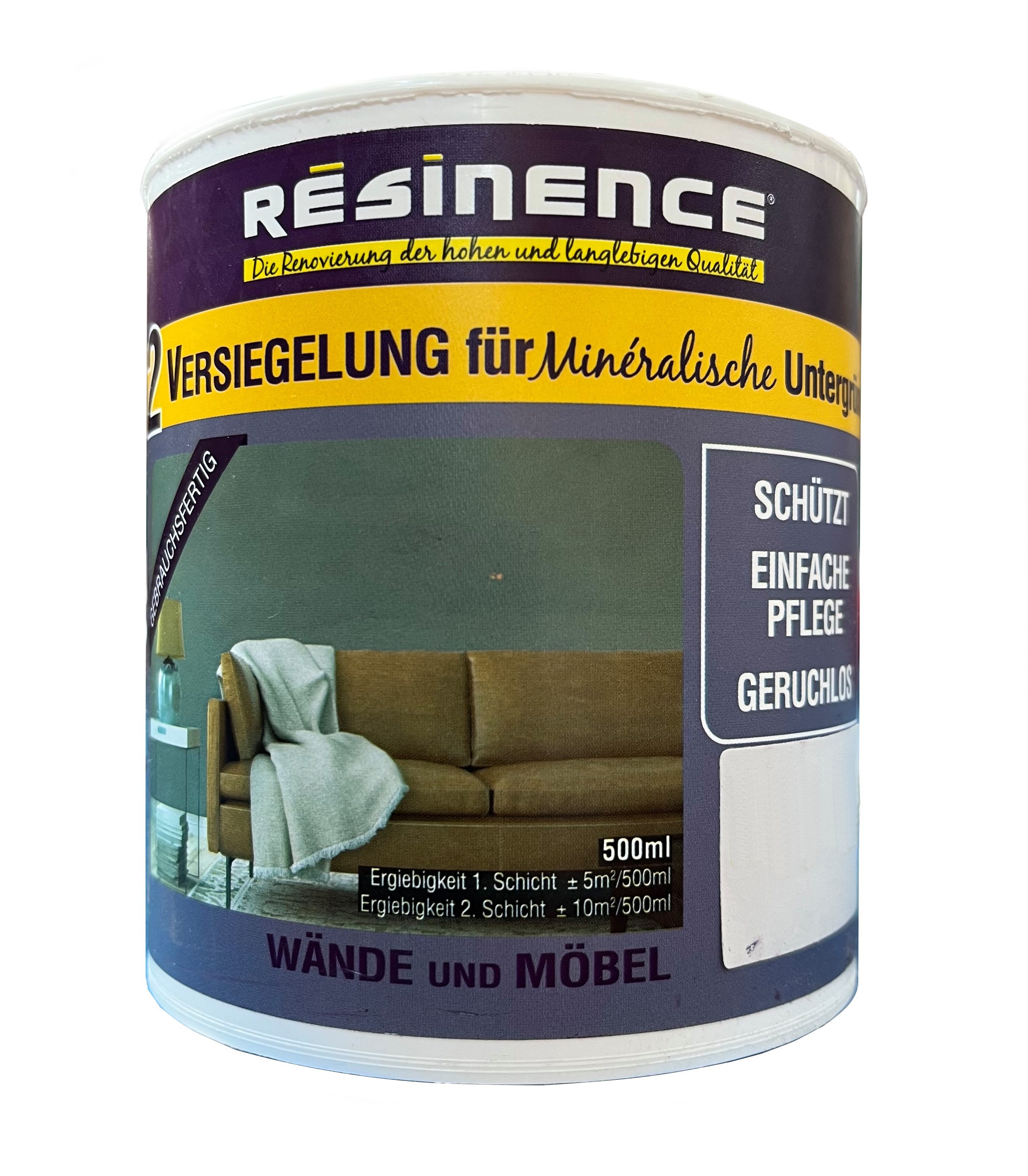 Resinence Kunstharzlack Versiegelung für mineralische Untergründe 500 ml Resinence, 500 ml, farblos