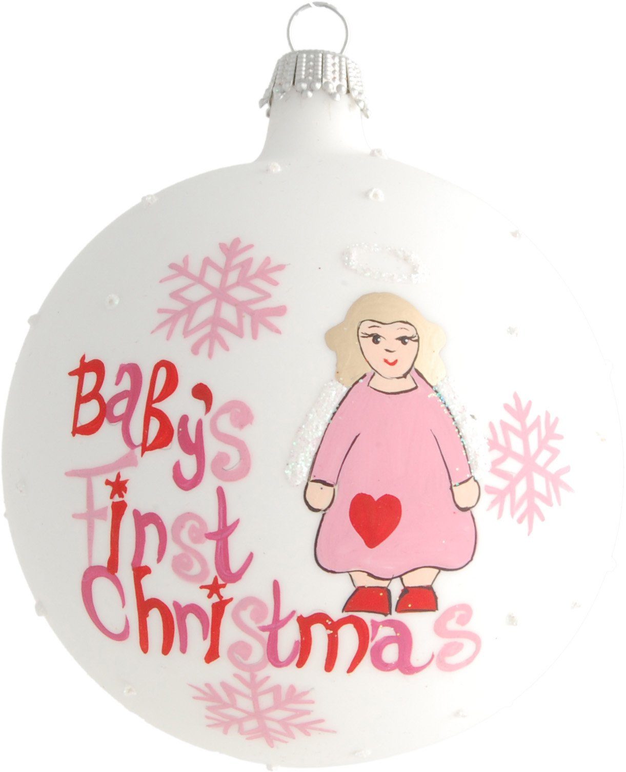 Weihnachtsbaumkugel aus First Christbaumschmuck, CBK93532, Glas, Baby\'s Lauscha Krebs Glas Christbaumkugeln Glas Christmas (1 St), Weihnachtsdeko,