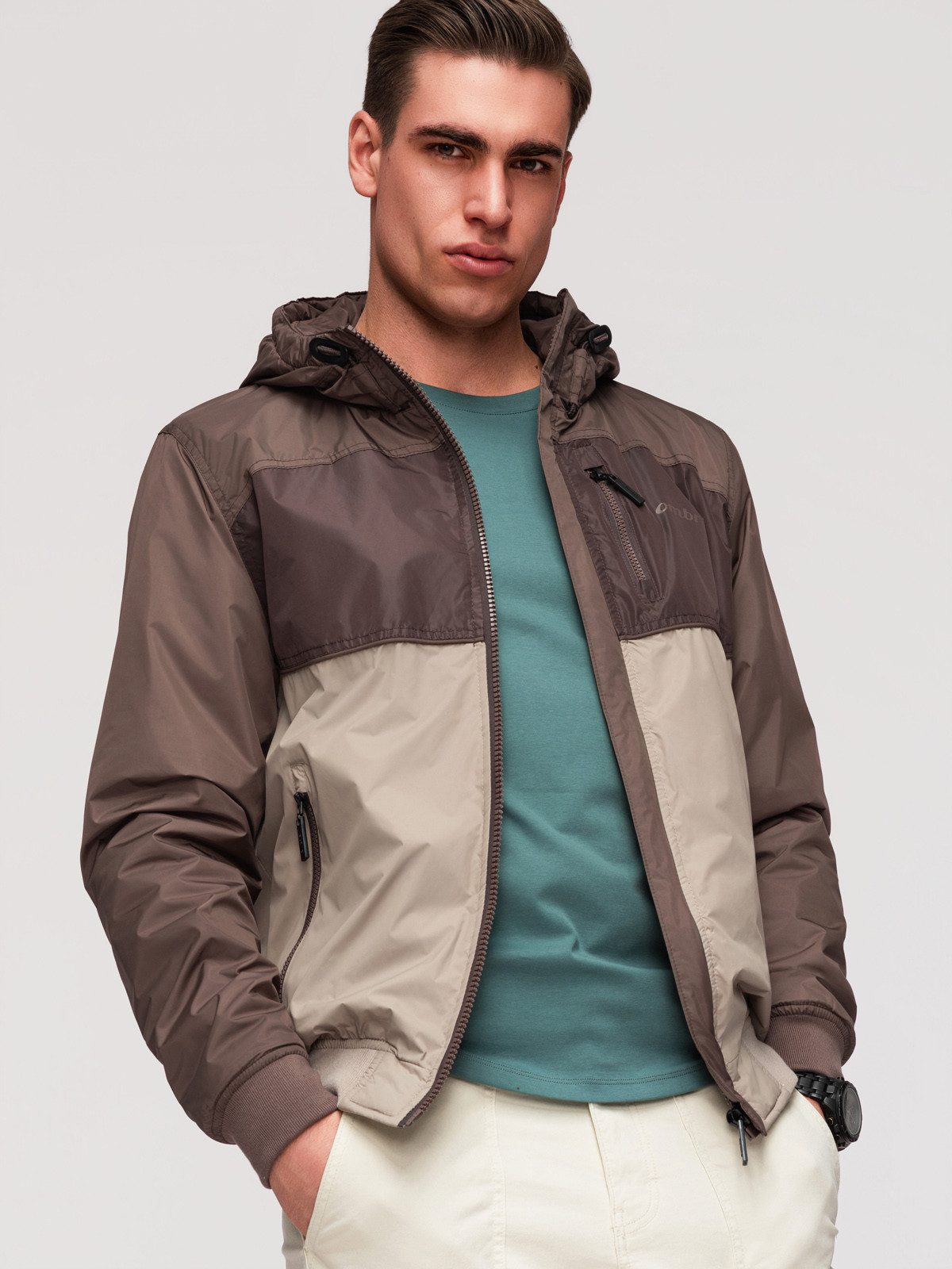 OMBRE Allwetterjacke Leichte farbige Herren-Sportjacke mit Fleece