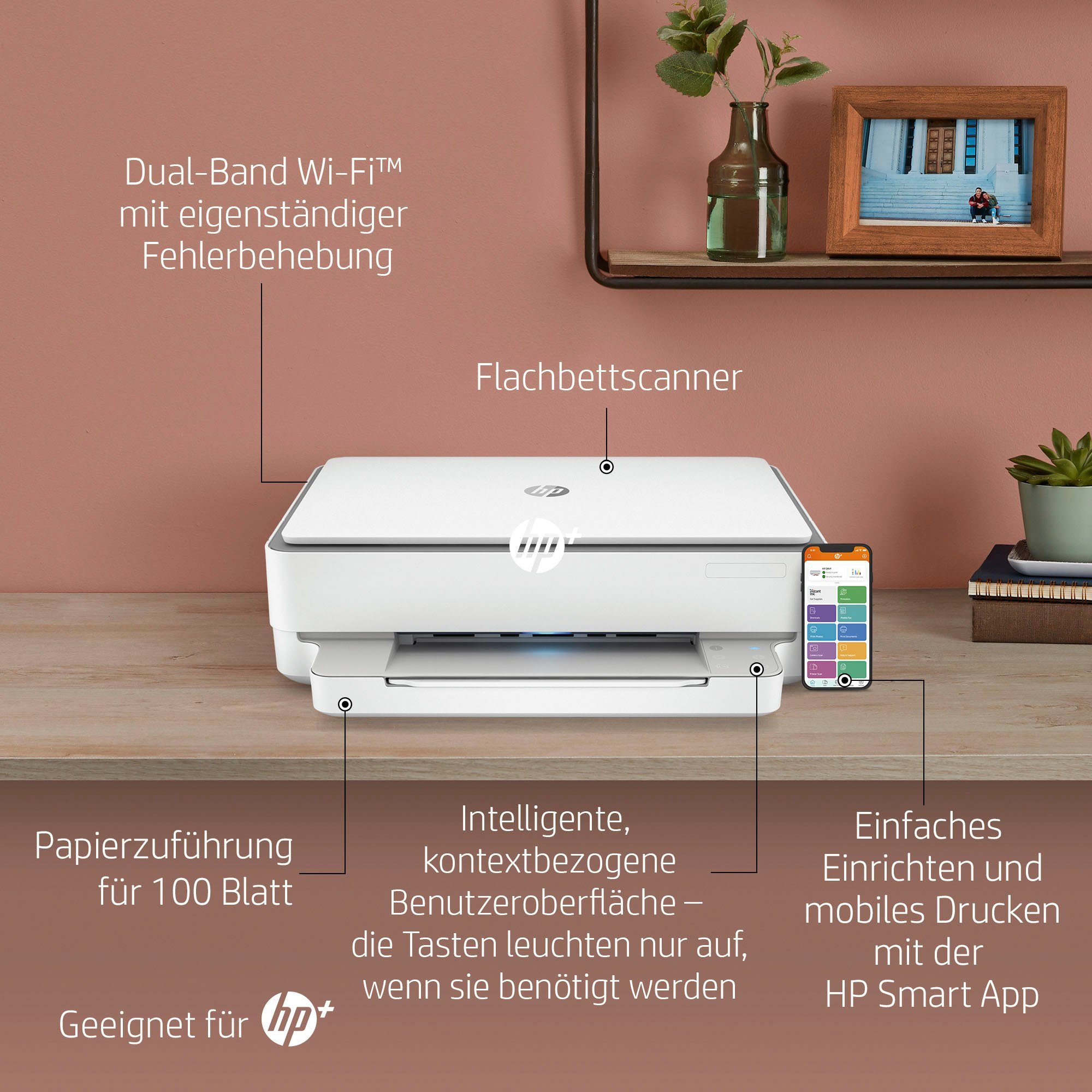 HP ENVY 6020e AiO Printer A4 color 7ppm Multifunktionsdrucker, (WLAN (Wi-Fi),  HP+ Instant Ink kompatibel) | Multifunktionsdrucker