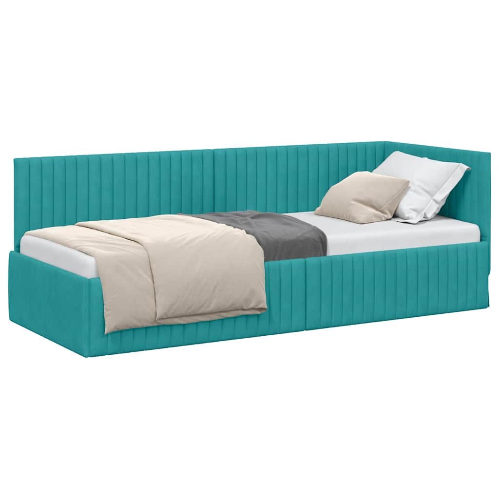 vidaXL Bett Eckbettgestell mit Kopfteil Türkis günstig online kaufen