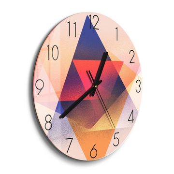 DEQORI Wanduhr 'Geometrie der Farben' (Glas Glasuhr modern Wand Uhr Design Küchenuhr)