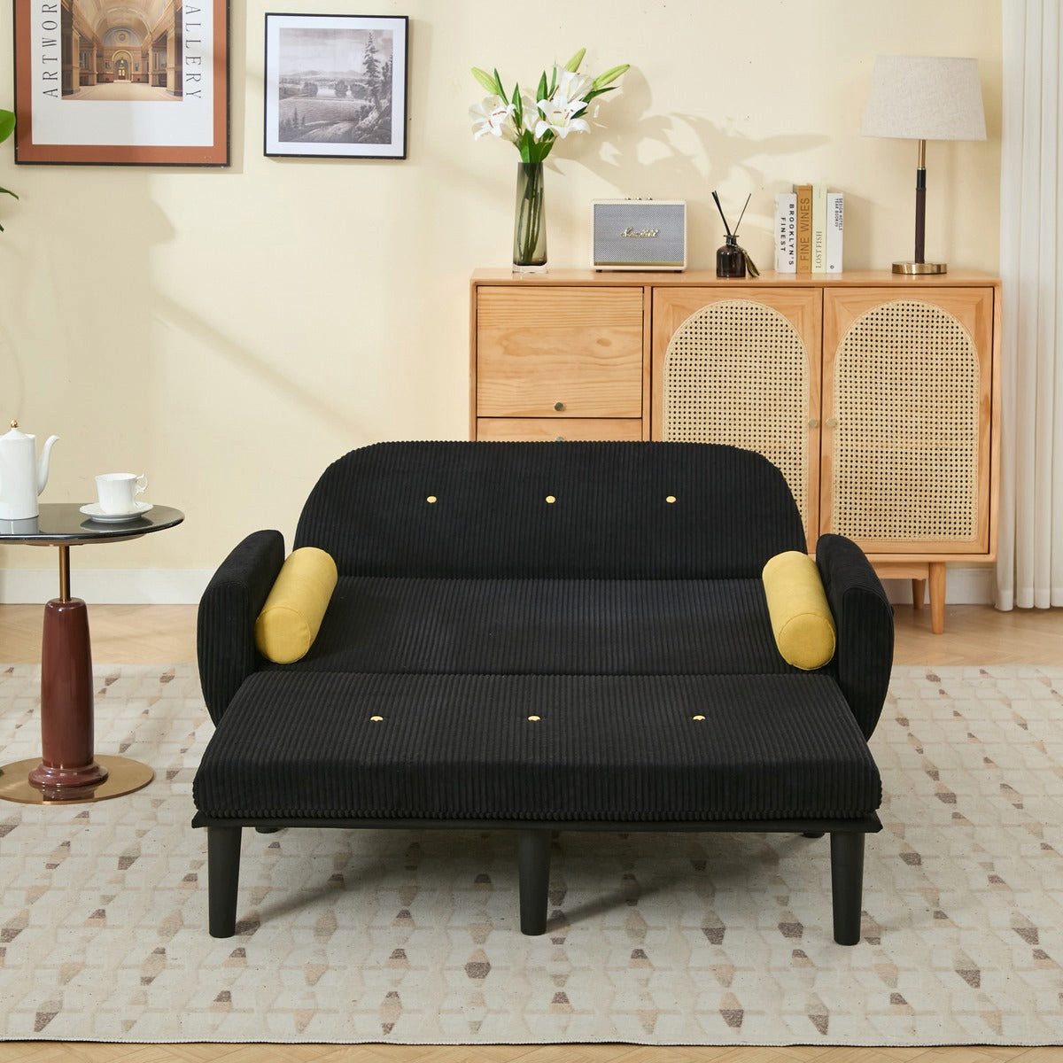 SIKAINI Sofa Relaxsessel aus Corduroy,Foam,Iron,Plastic in Schwarz, fuer Wohnzimmer, Einzelsessel, Komfortable Polsterung