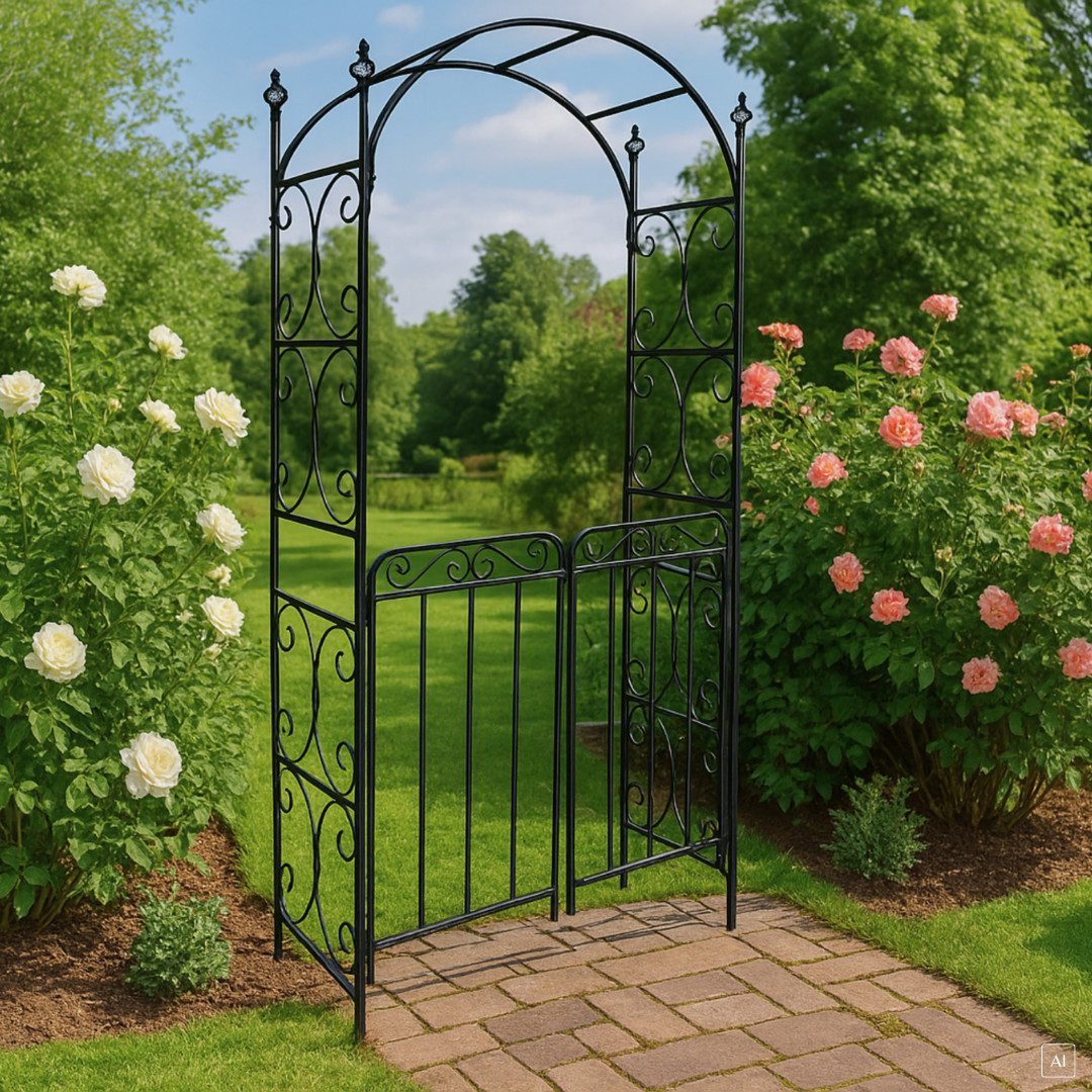 abc HOME Rosenbogen Gartentor, 2in1, mit Erdspießen, 217 cm H