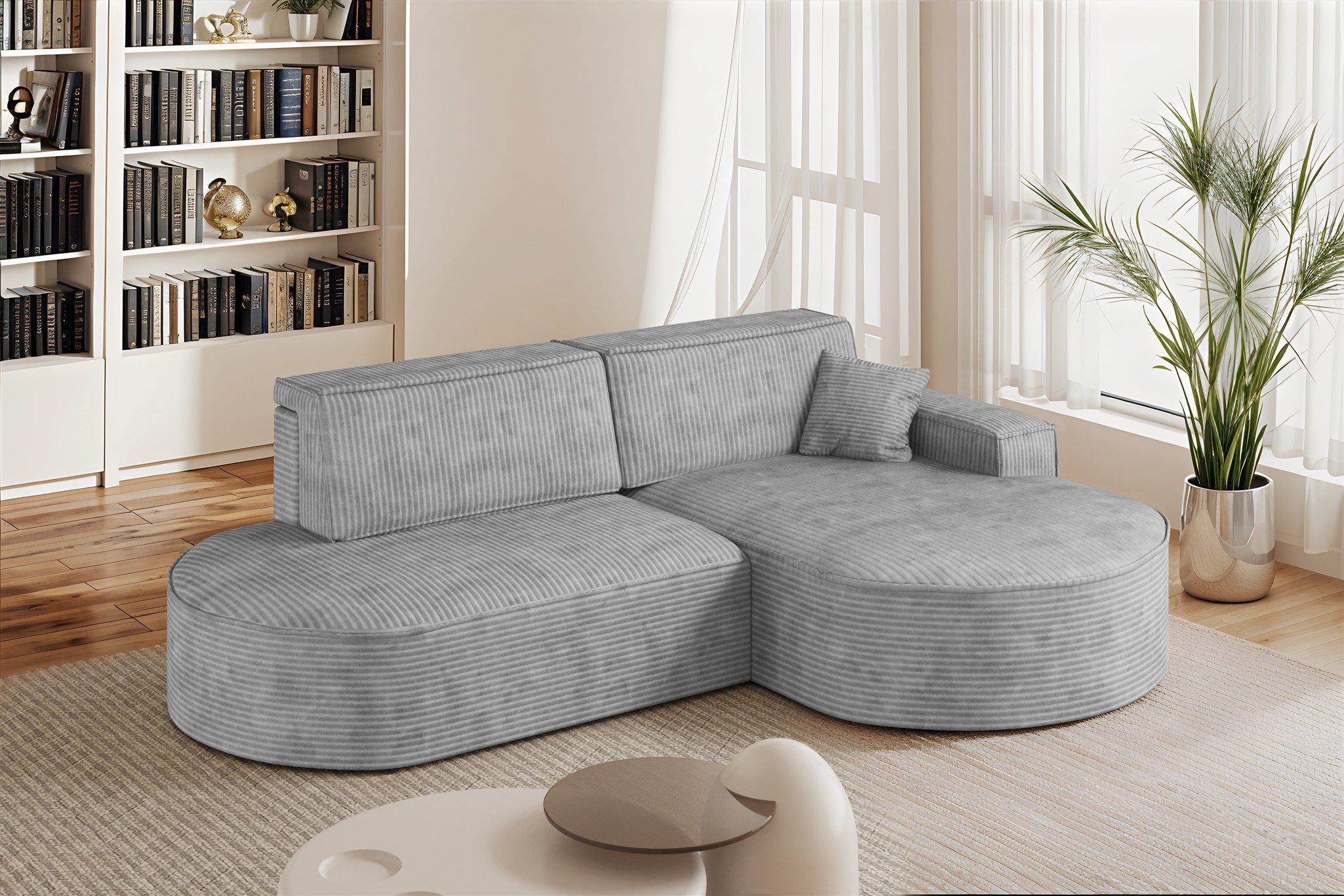Fun Möbel Ecksofa Schlafsofa Sofa VENEDIG, Ottomane Rechts oder Links, Inkl. Bettkasten und 1 Zierkissen