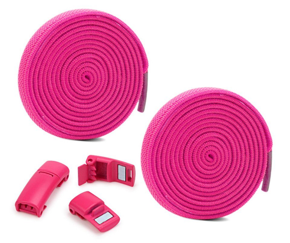 MyBeautyworld24 Schnürsenkel Elastische Schnürsenkel magnetisch ohne binden mit Magnetverschluss rosa