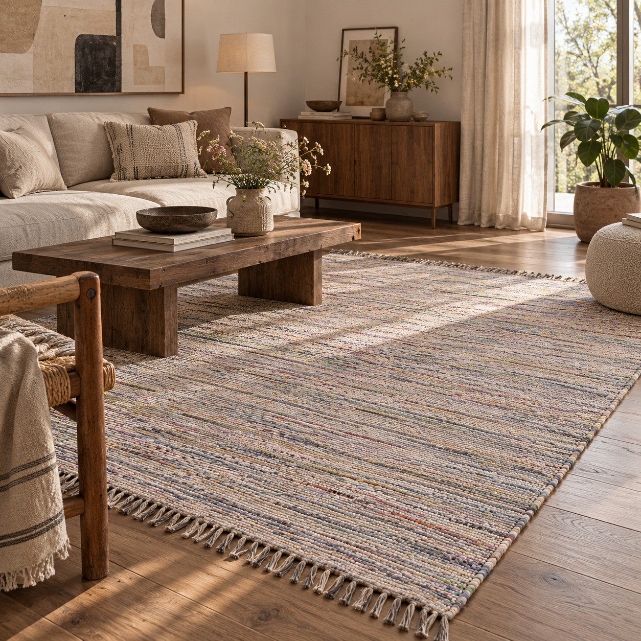 Pergamon Wollteppich Baumwolle Natur Teppich Cayenne, Rechteckig, Höhe: 8 mm