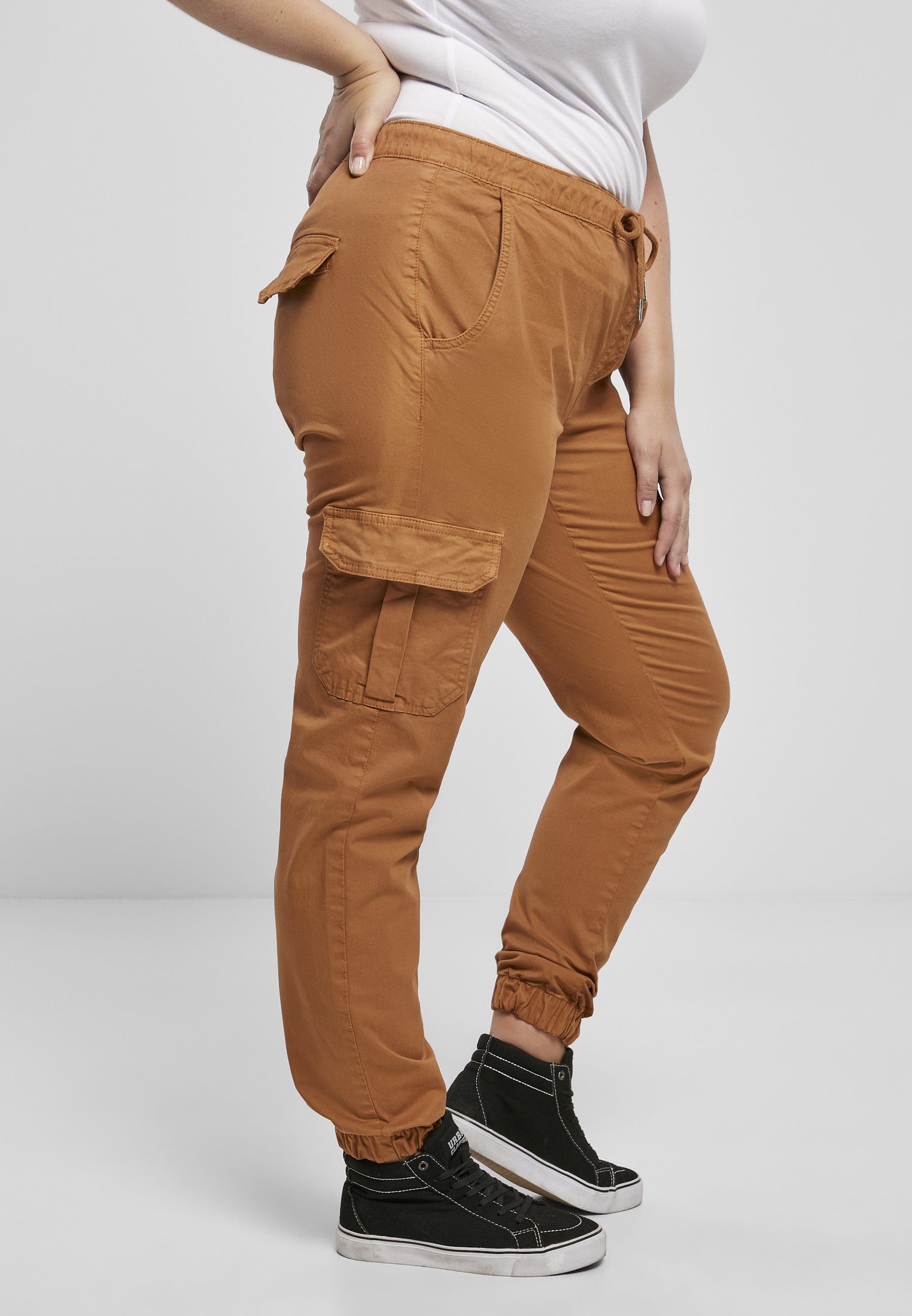 Cargohose Waist High CLASSICS Damen Cargo Pants URBAN Jogging toffee Ladies (1-tlg)