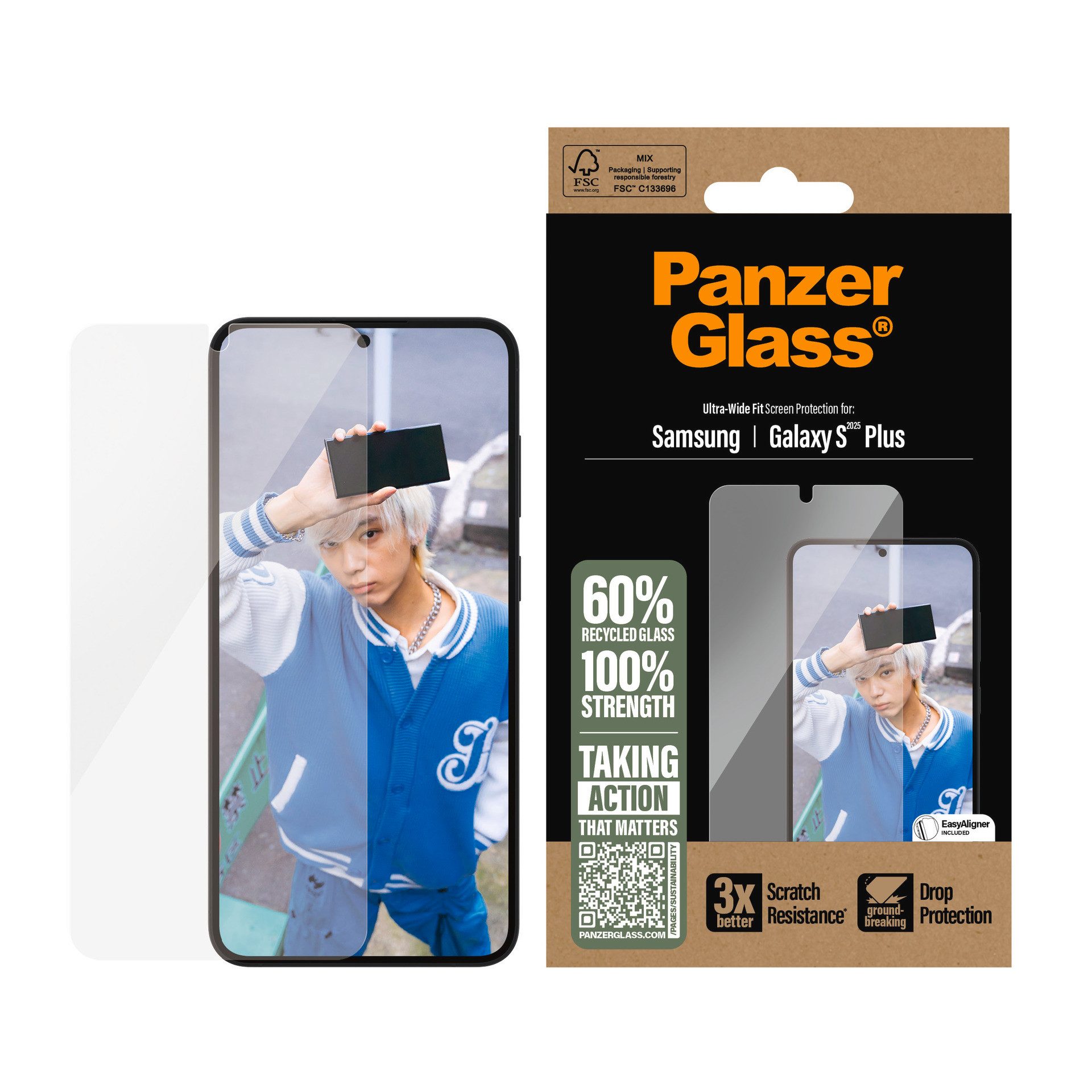 PanzerGlass Displayschutzglas Ultra-Wide Fit Screen Protection für Samsung Galaxy S25+, Displayschutzfolie, Schutzfolie, Bildschirmschutz, kratz- & stoßfest