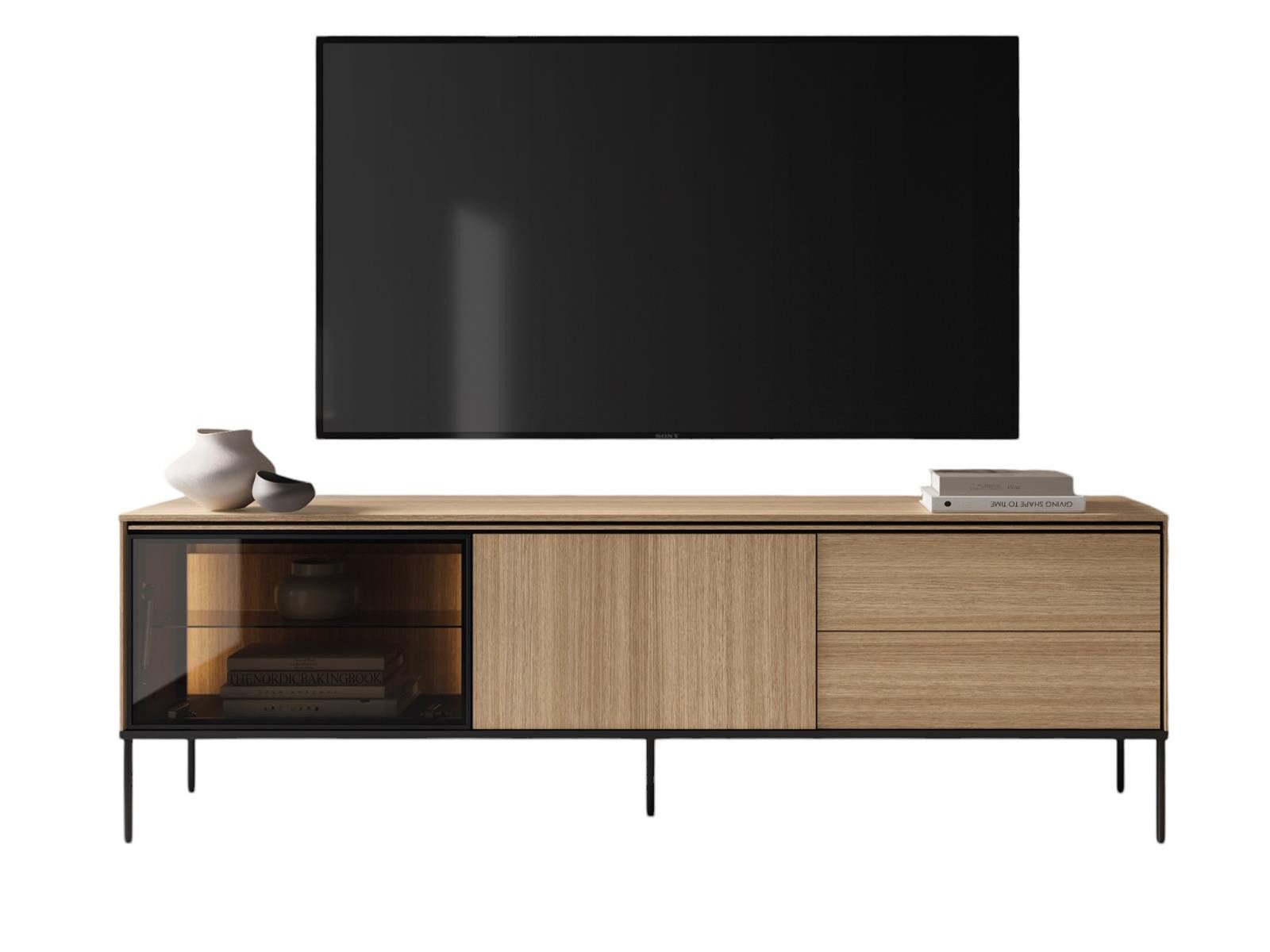 Compleo TV-Schrank elegant BUDI, Breite: 197 cm, TV Schrank mit 2 Schubladen