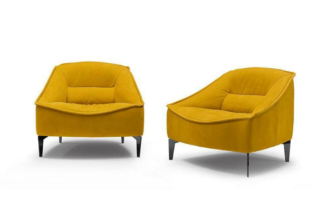 JVmoebel Sessel Sessel Einsitzer Luxus 1Sitzer Polster Sitz Designer Textil Sitz Stoff Gelb