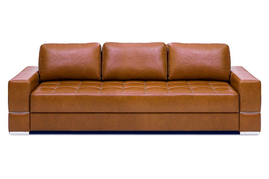 JVmoebel Sofa, Bettfunktion Sofa 3 Sitzer Polster Modern 100% Italienisches Leder Orange