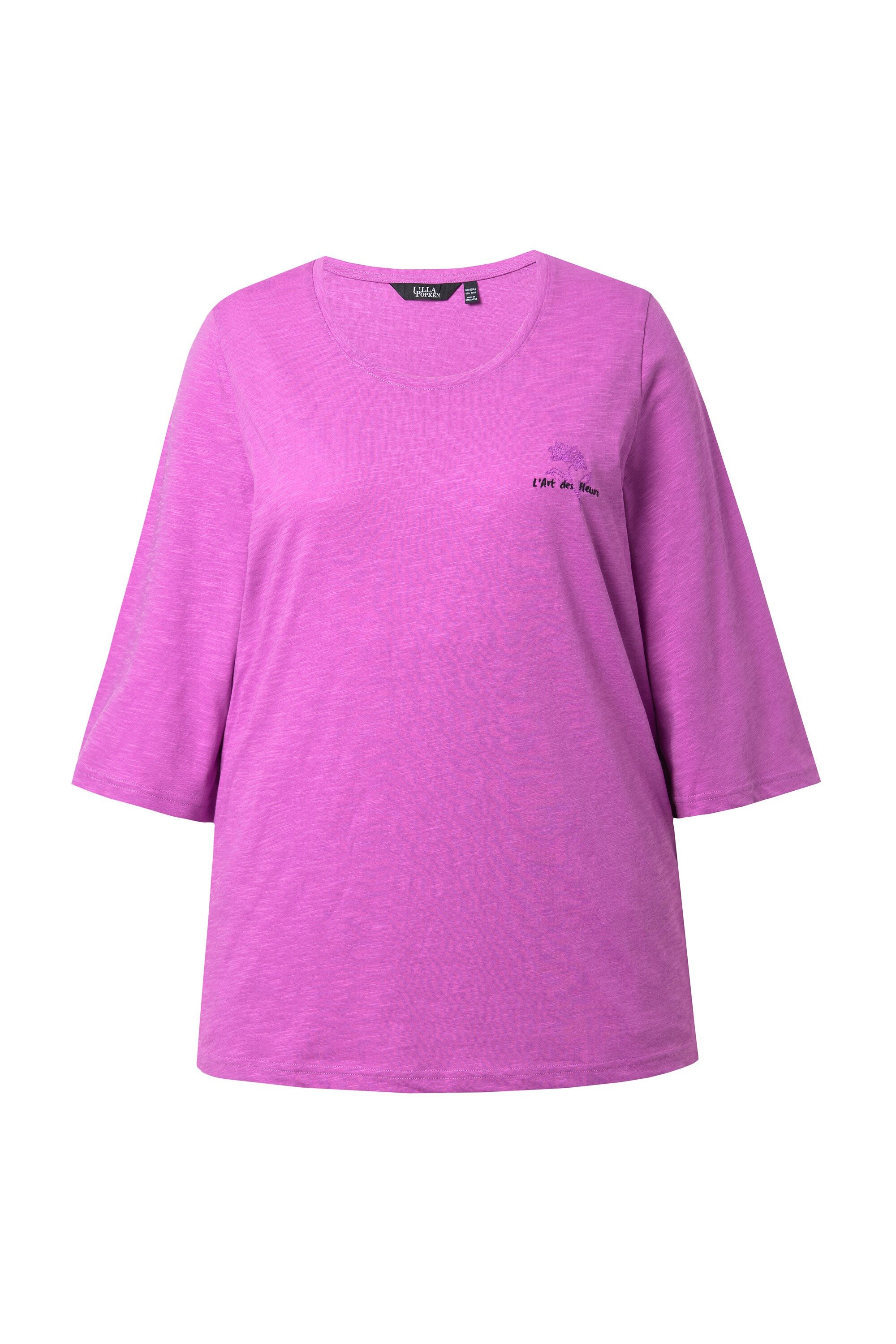 T-Shirt Shirt Blütenmotiv Classic Rundhals 3/4-Glockenarm