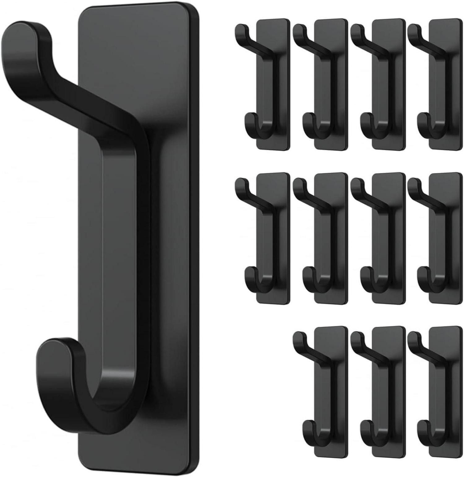 Küchenorganizer-Set 12er Set Ultra Starke Schwarz Selbstklebende Klebehaken bis 6kg