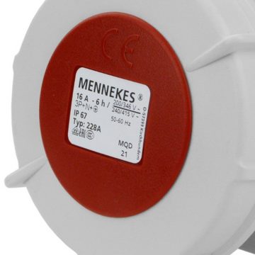 Mennekes Steckdose Mennekes CEE Einbausteckdose 16A 5p 400V IP67 gerade Typ 228A, 1-St.